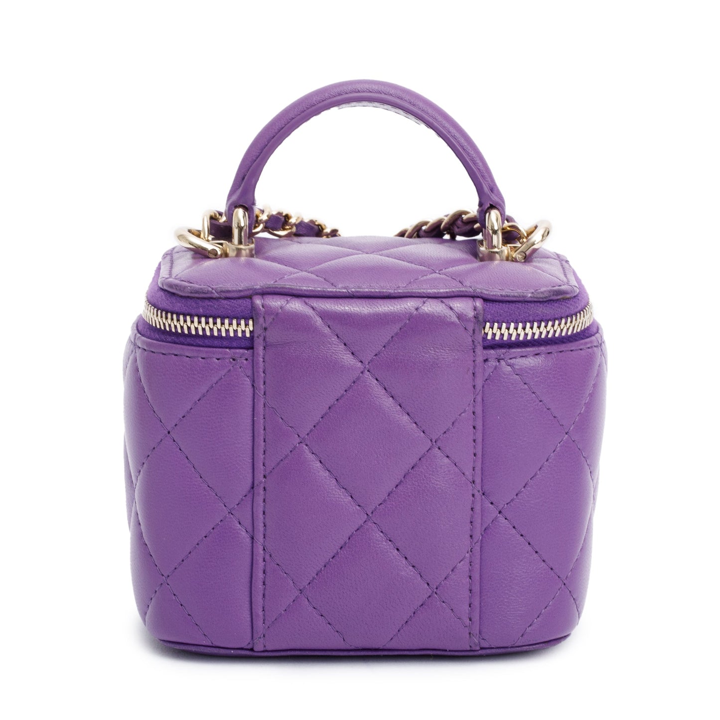 Chanel Purple Lambskin Leather Mini Top Handle Vanity Case