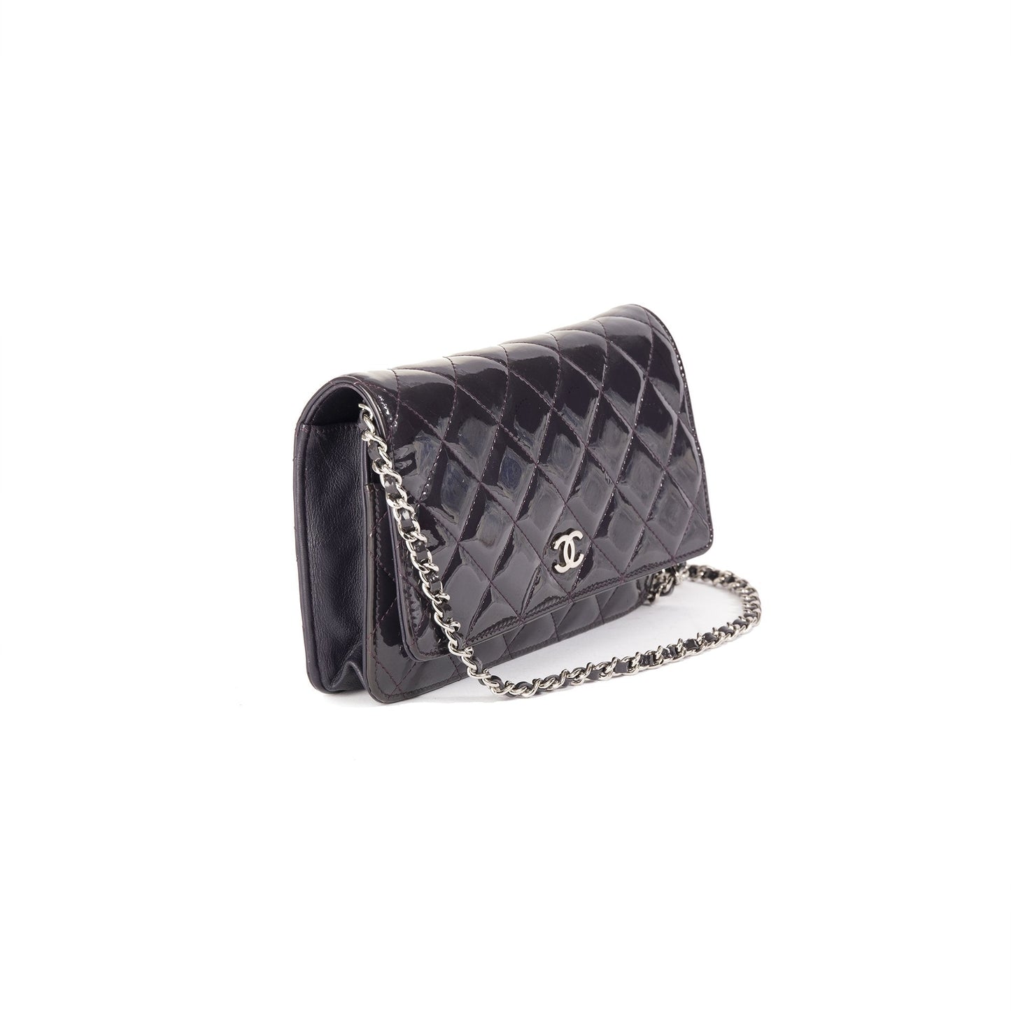 Chanel Purple Patent Classic Wallet on Chain