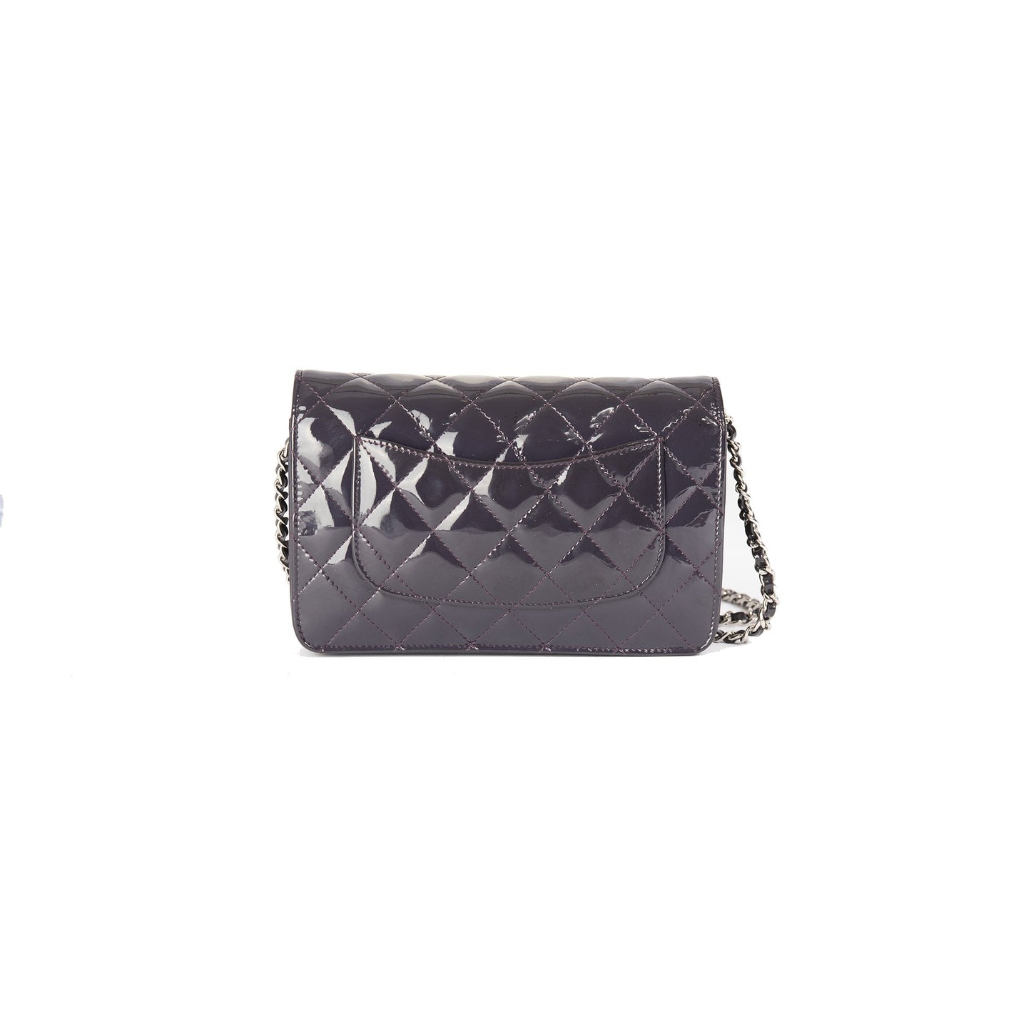 Chanel Purple Patent Classic Wallet on Chain