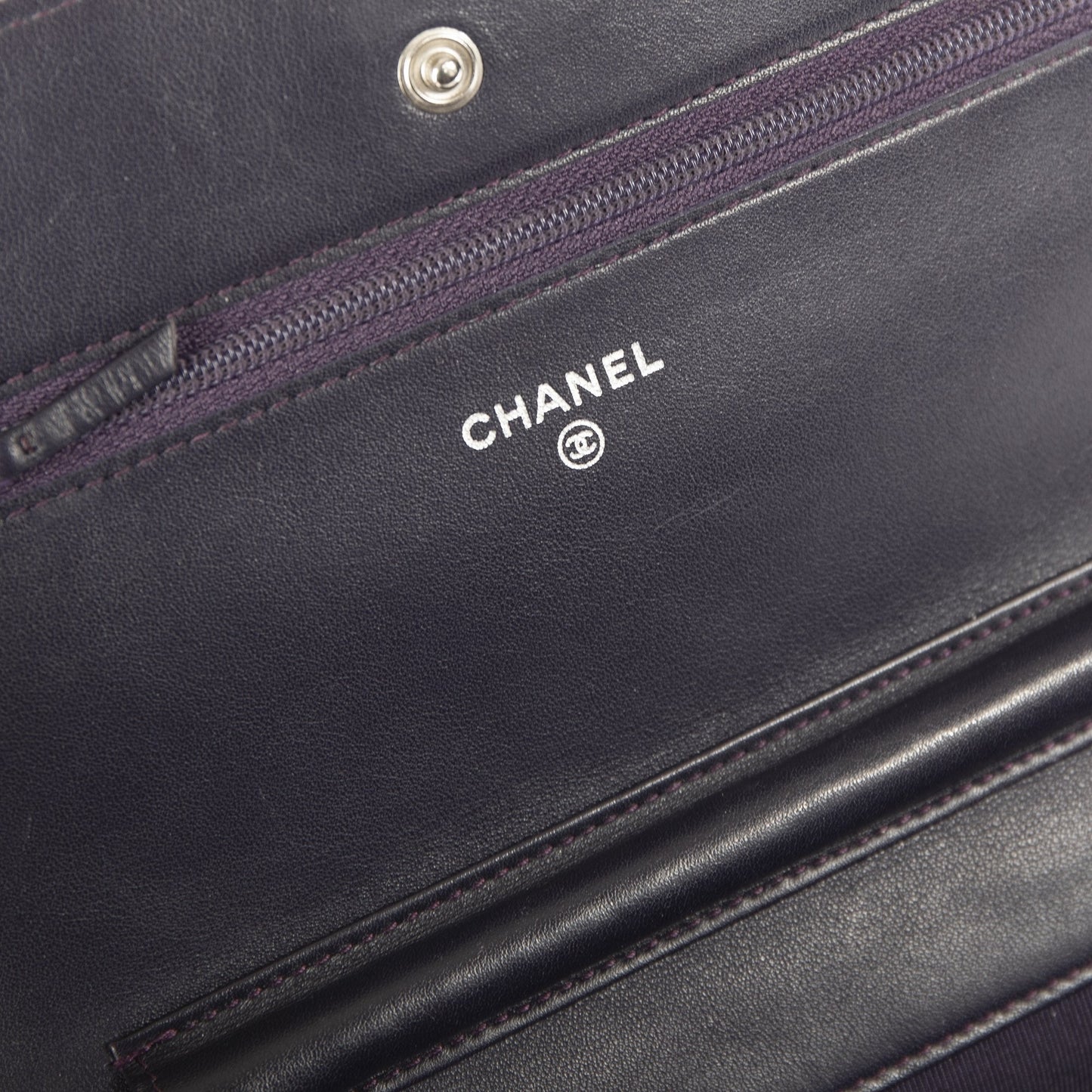 Chanel Purple Patent Classic Wallet on Chain