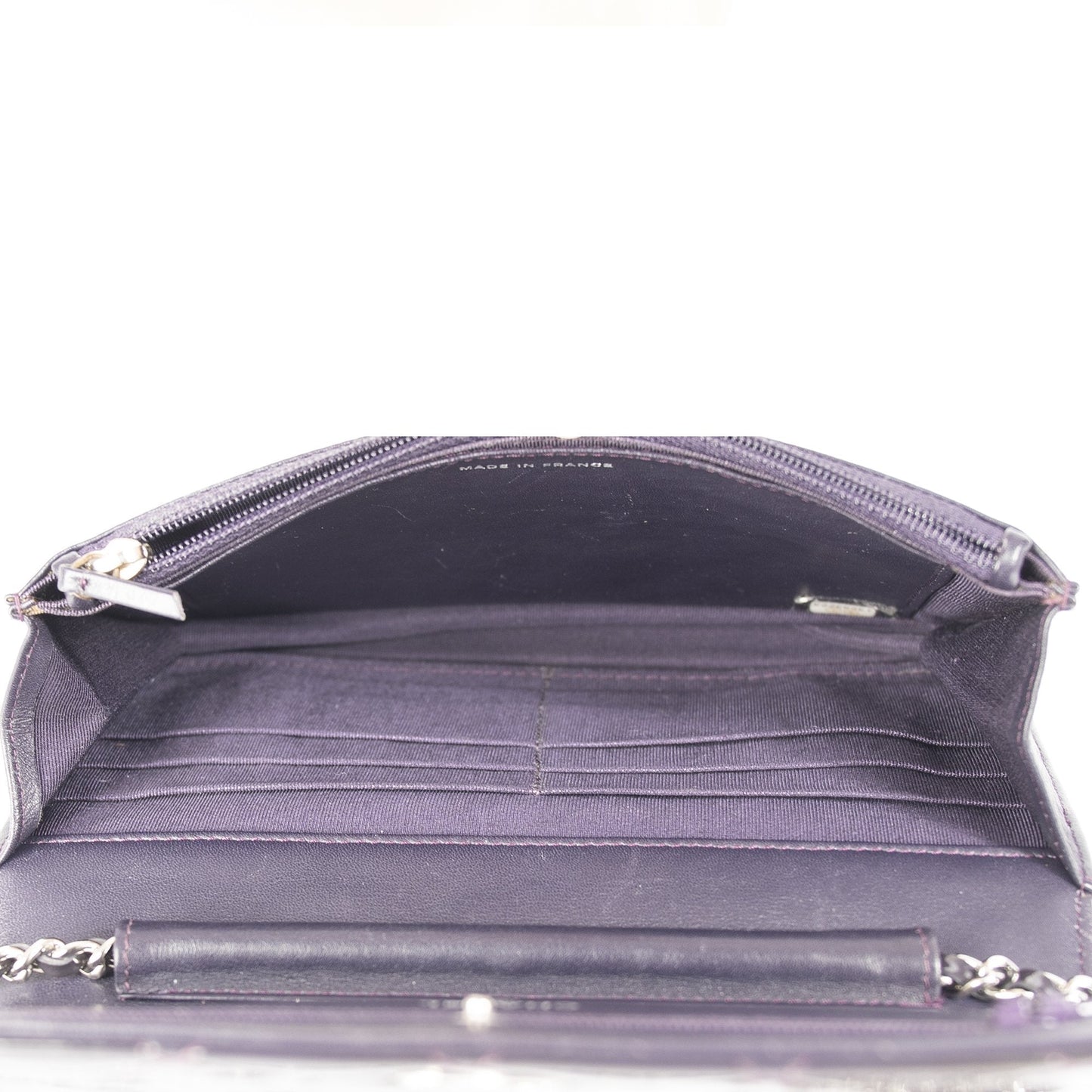 Chanel Purple Patent Classic Wallet on Chain
