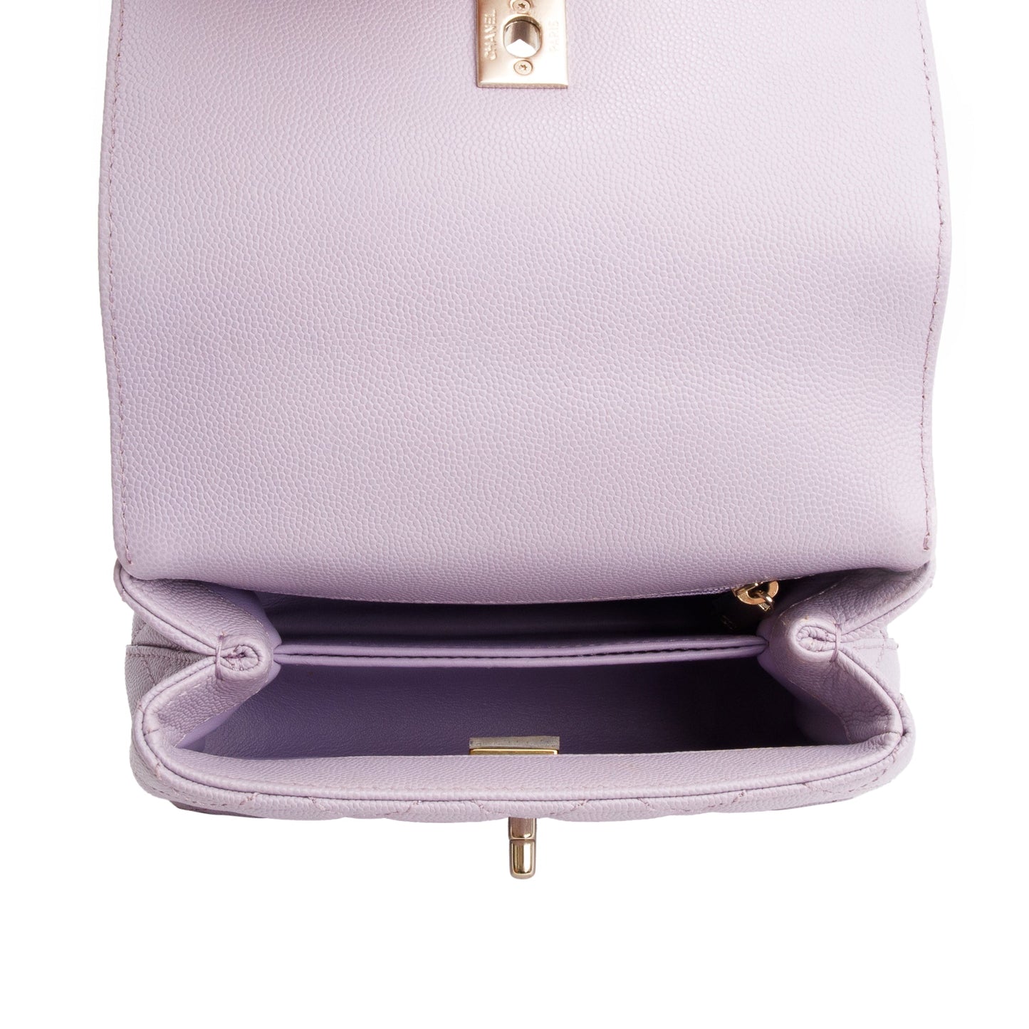 Chanel Purple Quilted Caviar Leather Mini Coco Top Handle Flap Bag