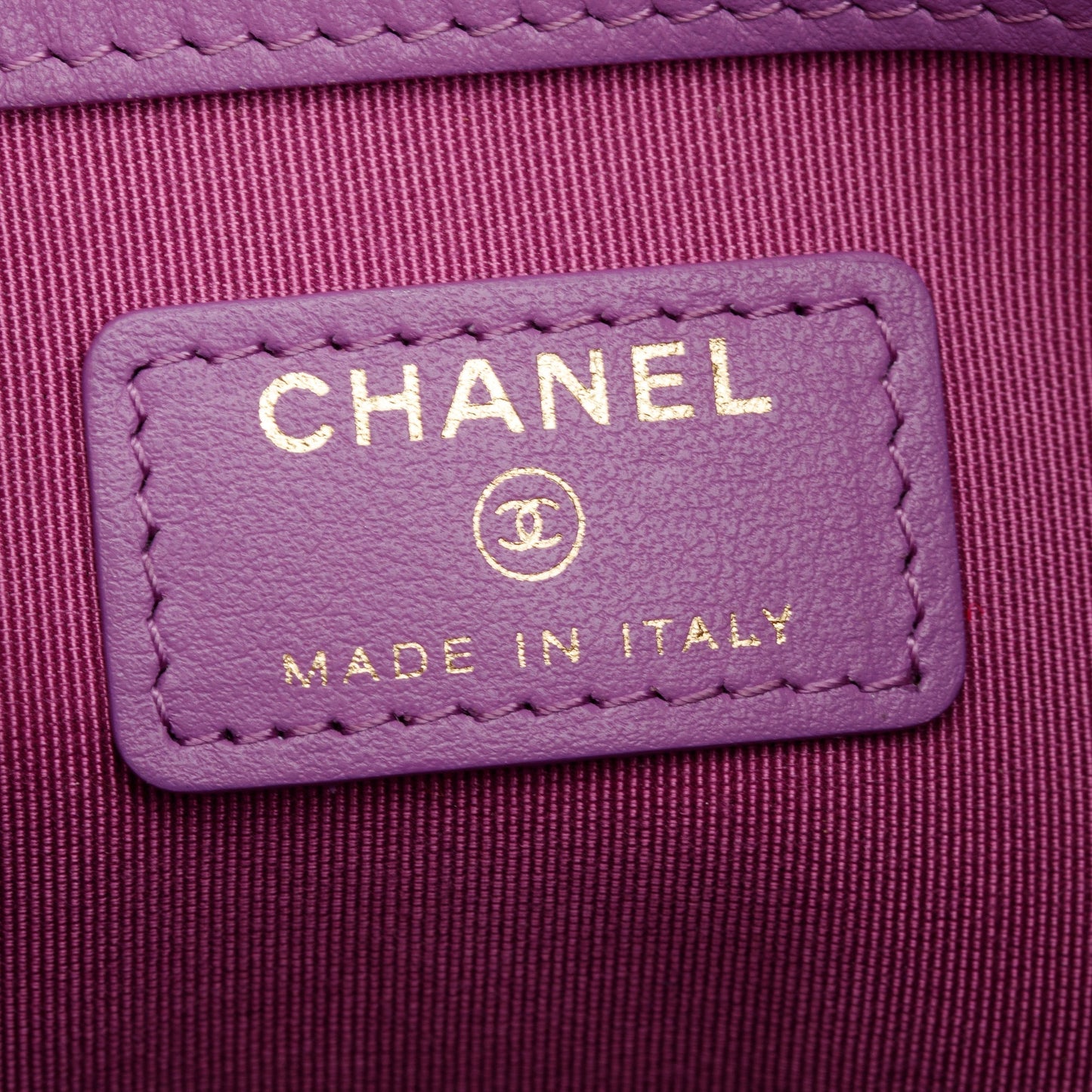 Chanel Purple Quilted Patent Leather Medium O-Case Clutch