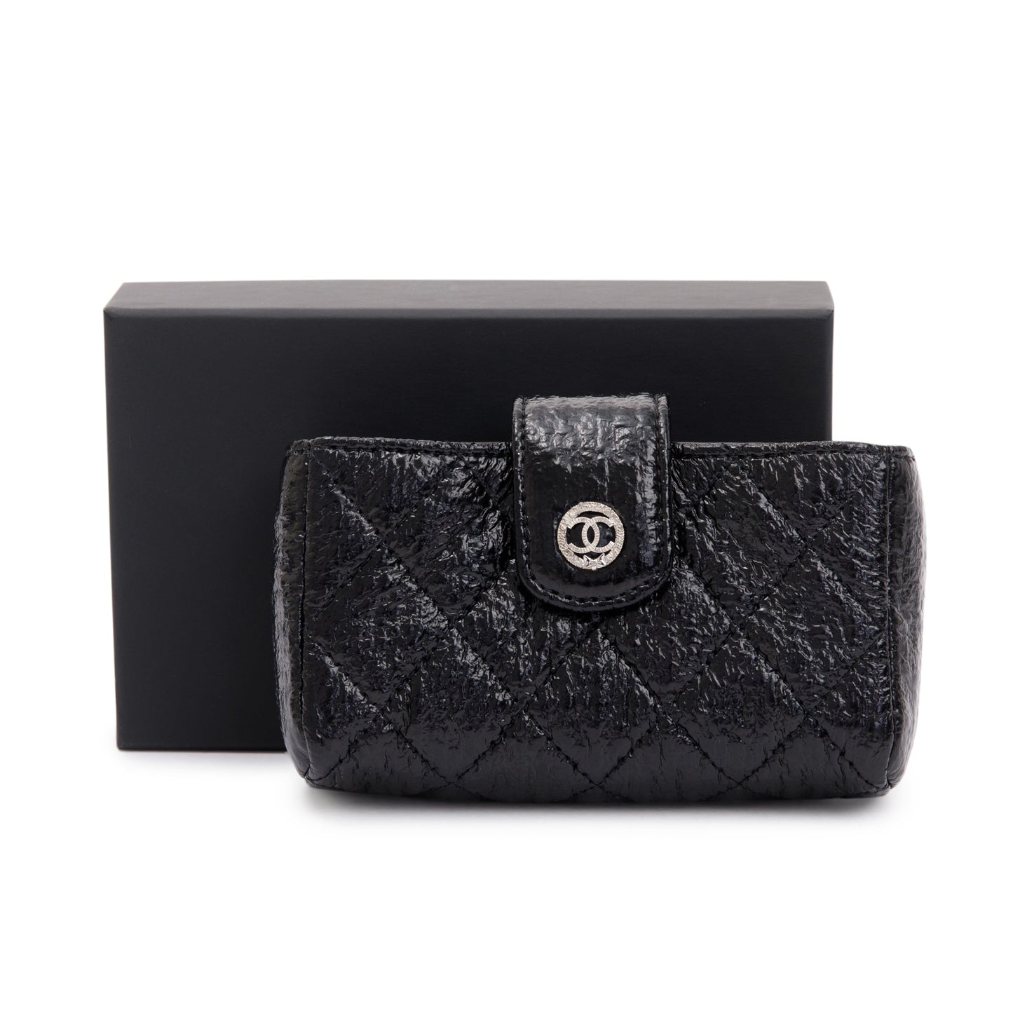 Chanel Quilted Crinkled Leather Phone Holder Clutch