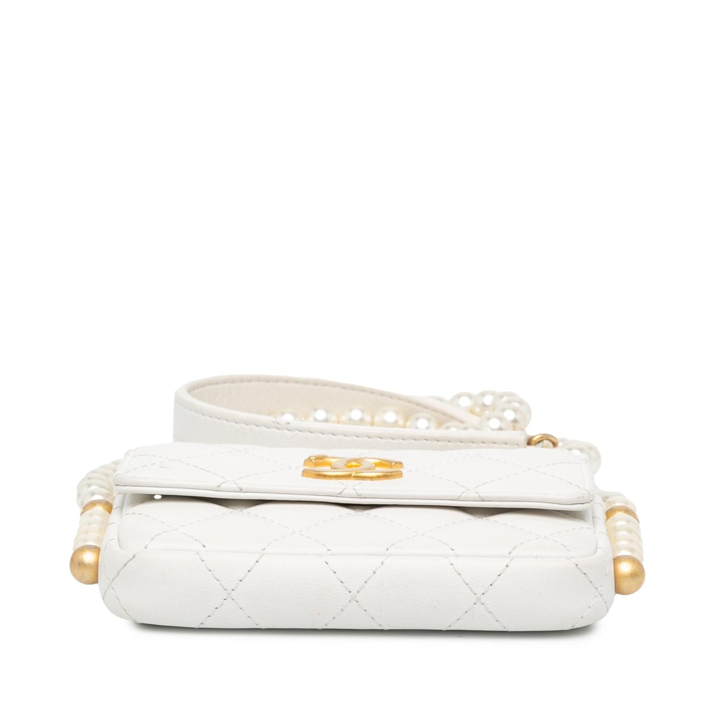 Chanel Quilted Lambskin About Pearls Card Holder On Chain (SHG-yBjq5O)