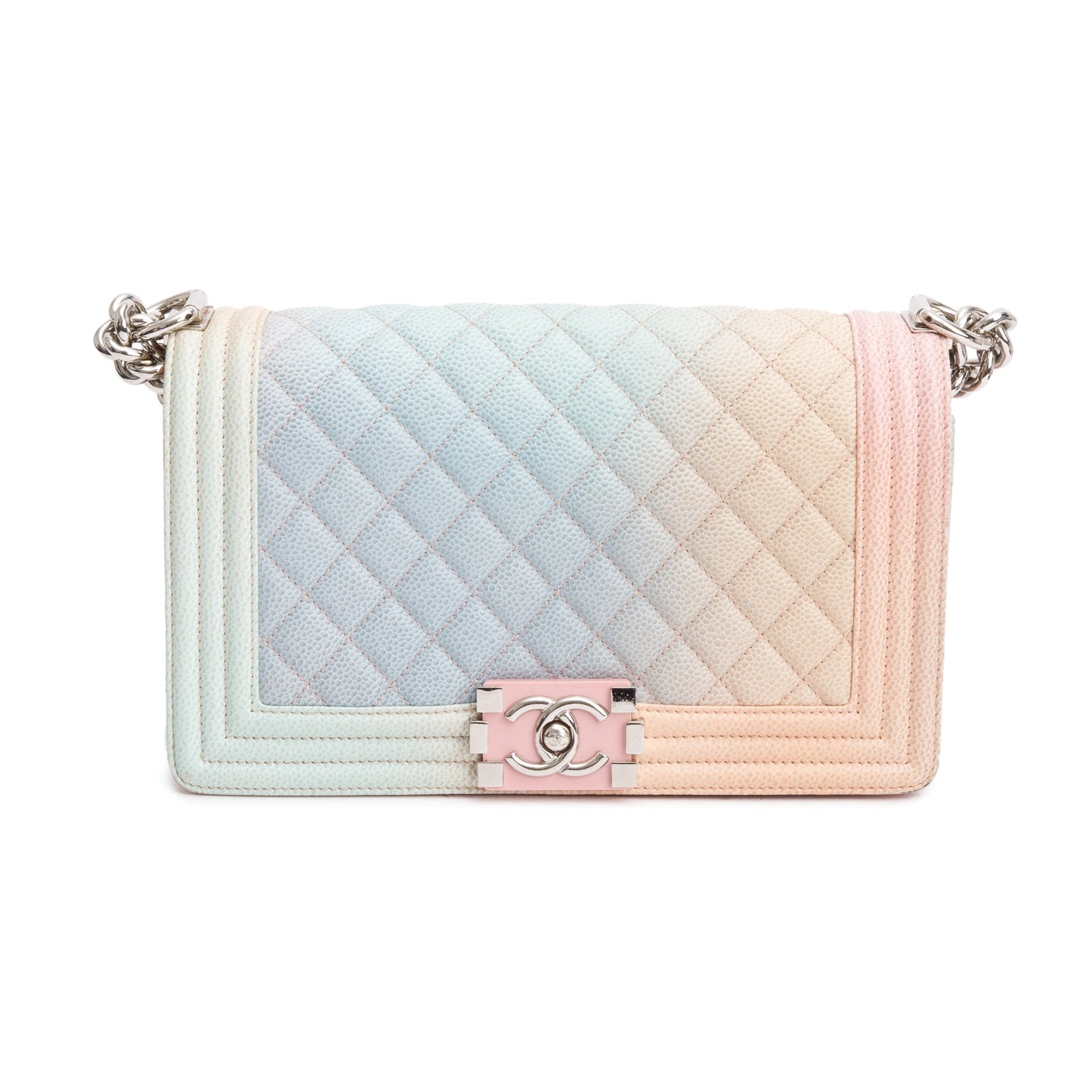 Chanel Rainbow Quilted Caviar Leather Medium Boy Bag