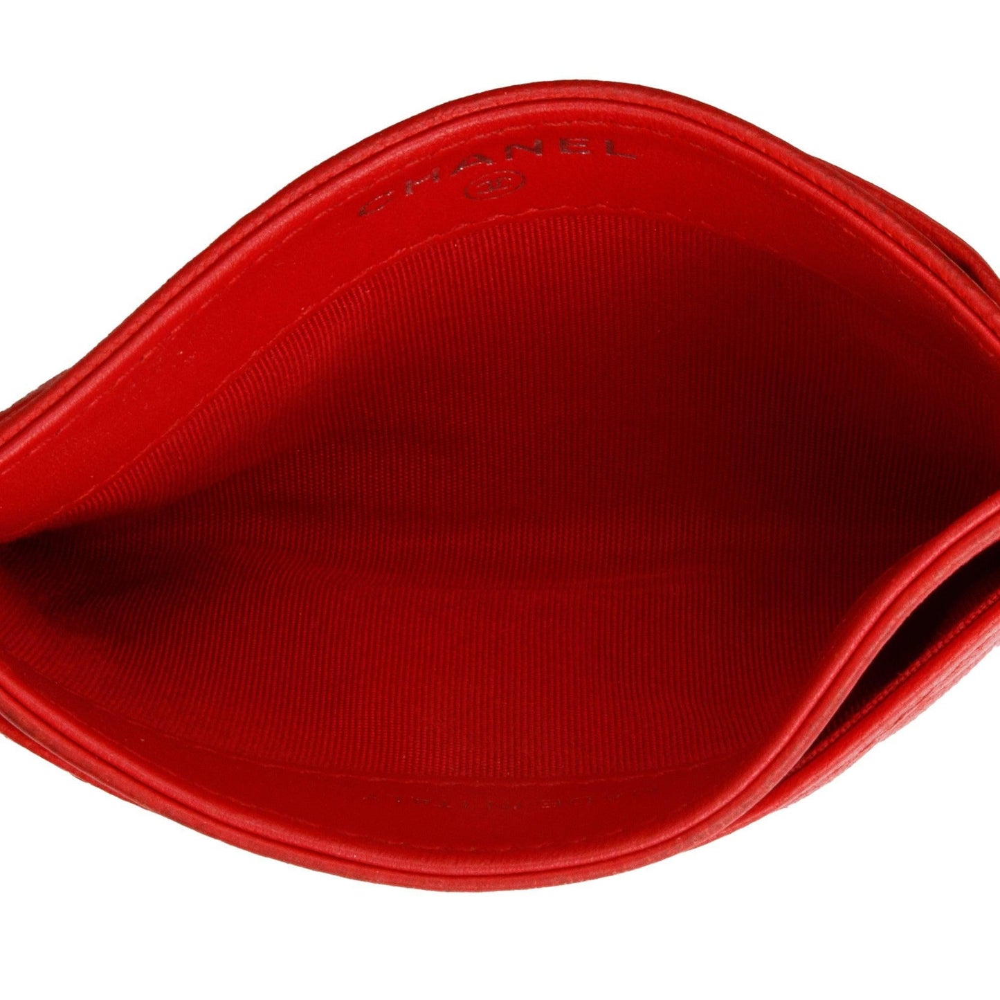 Chanel Red Camellia Embossed Lambskin Leather Classic Card Holder