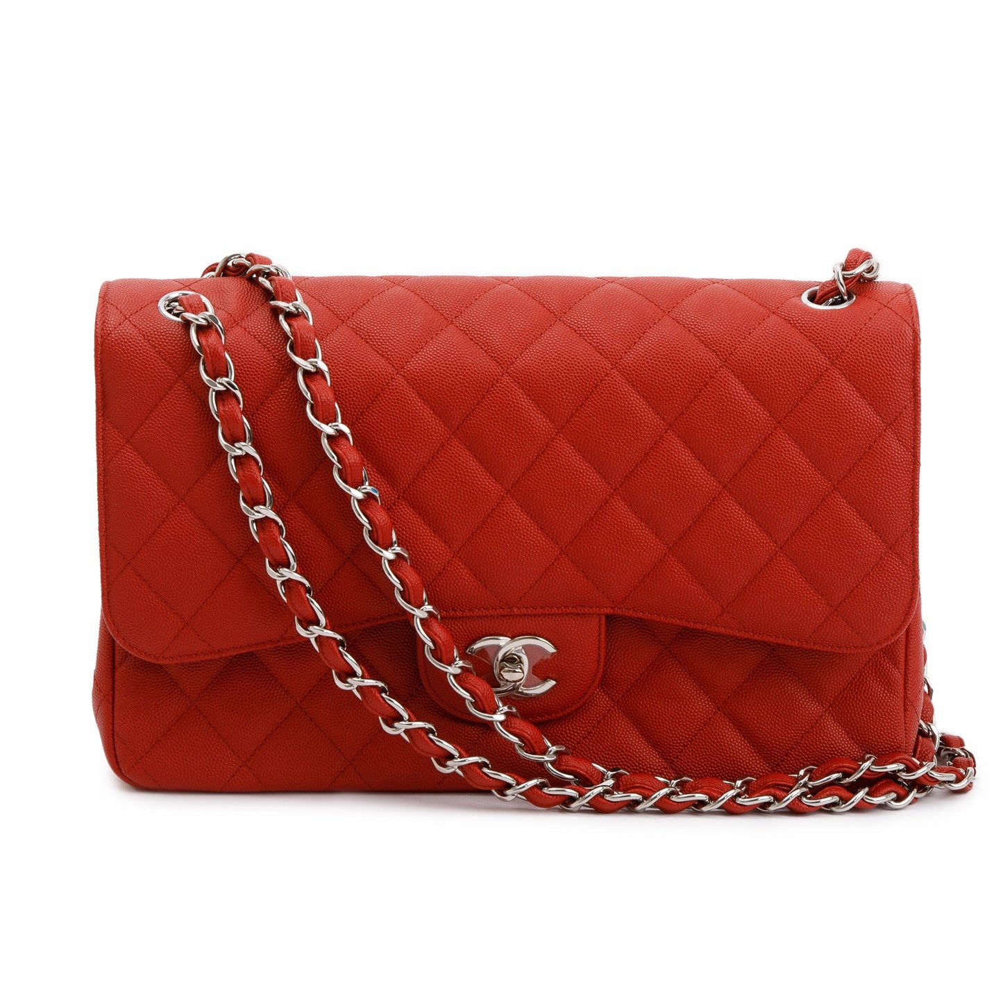 Chanel Red Caviar Classic Jumbo Double Flap Bag