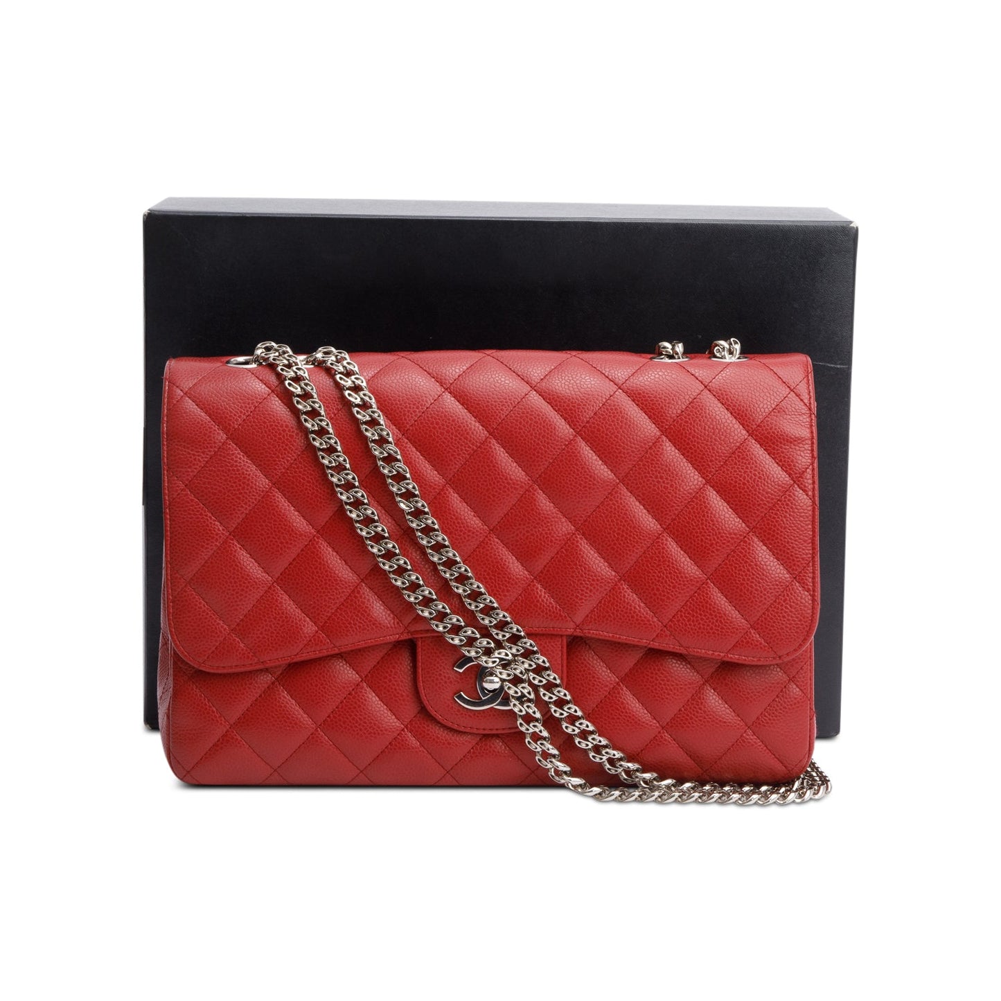 Chanel Red Caviar Classic Jumbo Single Flap Bag