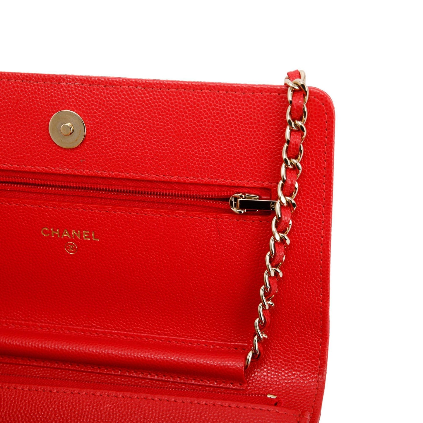 Chanel Red Caviar Classic Wallet on Chain