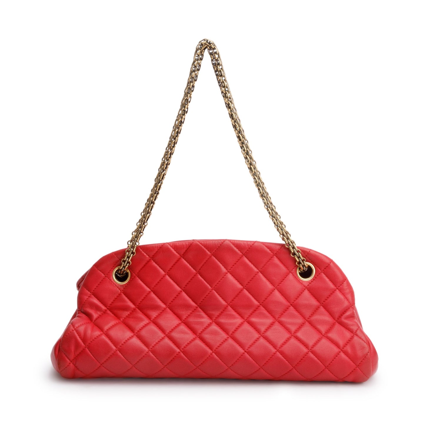 Chanel Red Lambskin Leather Just Mademoiselle Medium Bowler Bag