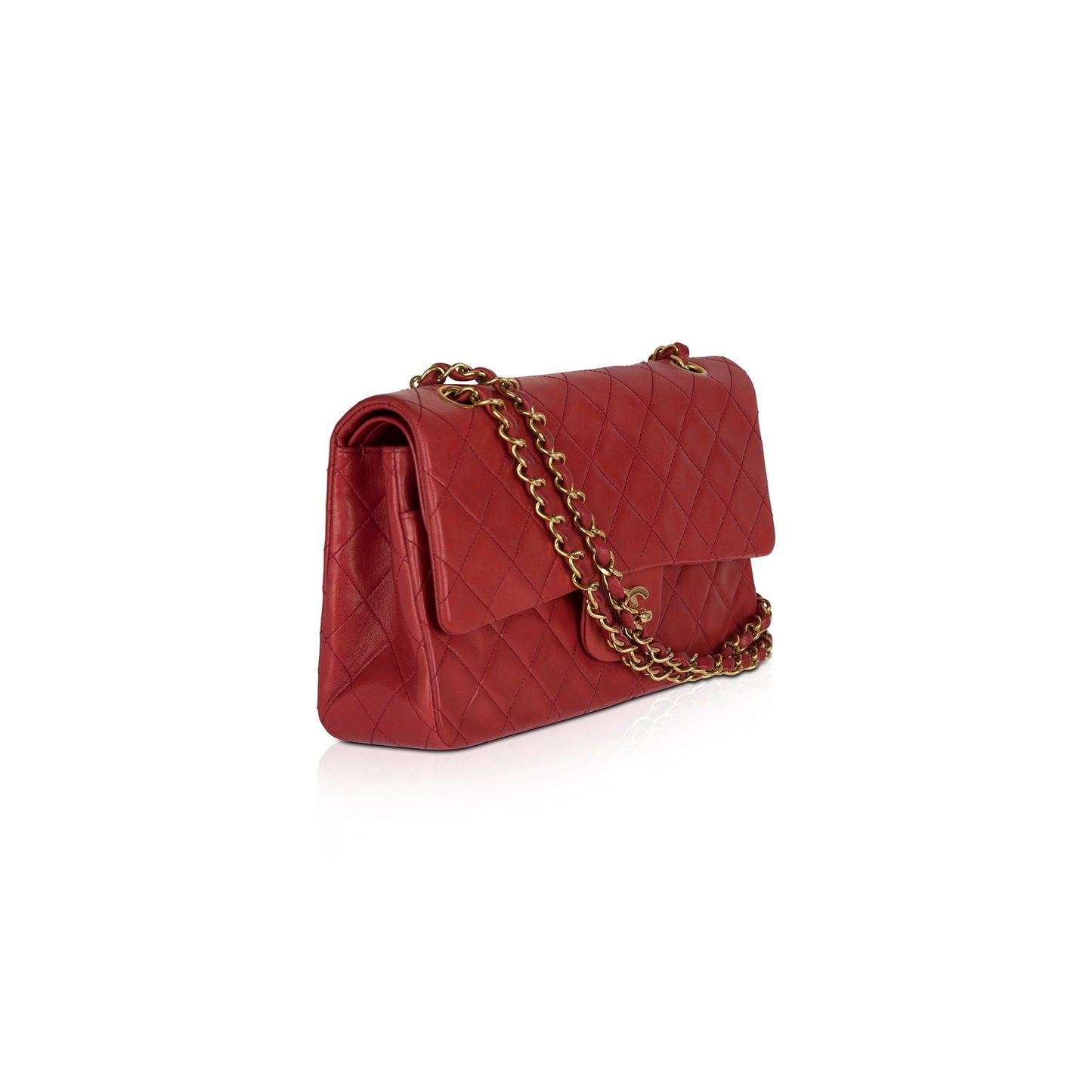 Chanel Red Lambskin Medium Classic Double Flap Bag