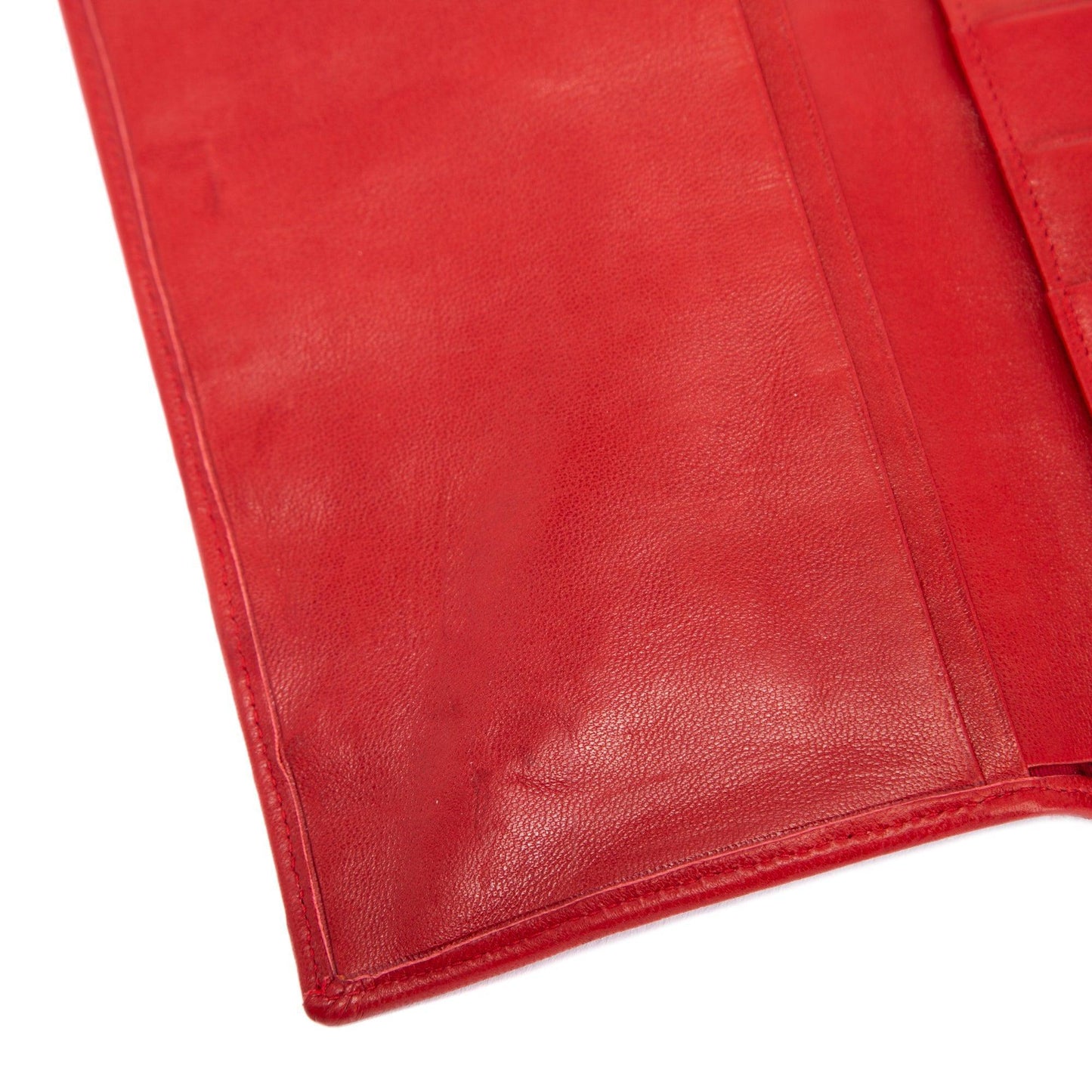 Chanel Red Leather Diamond Stitch Bifold Yen Wallet