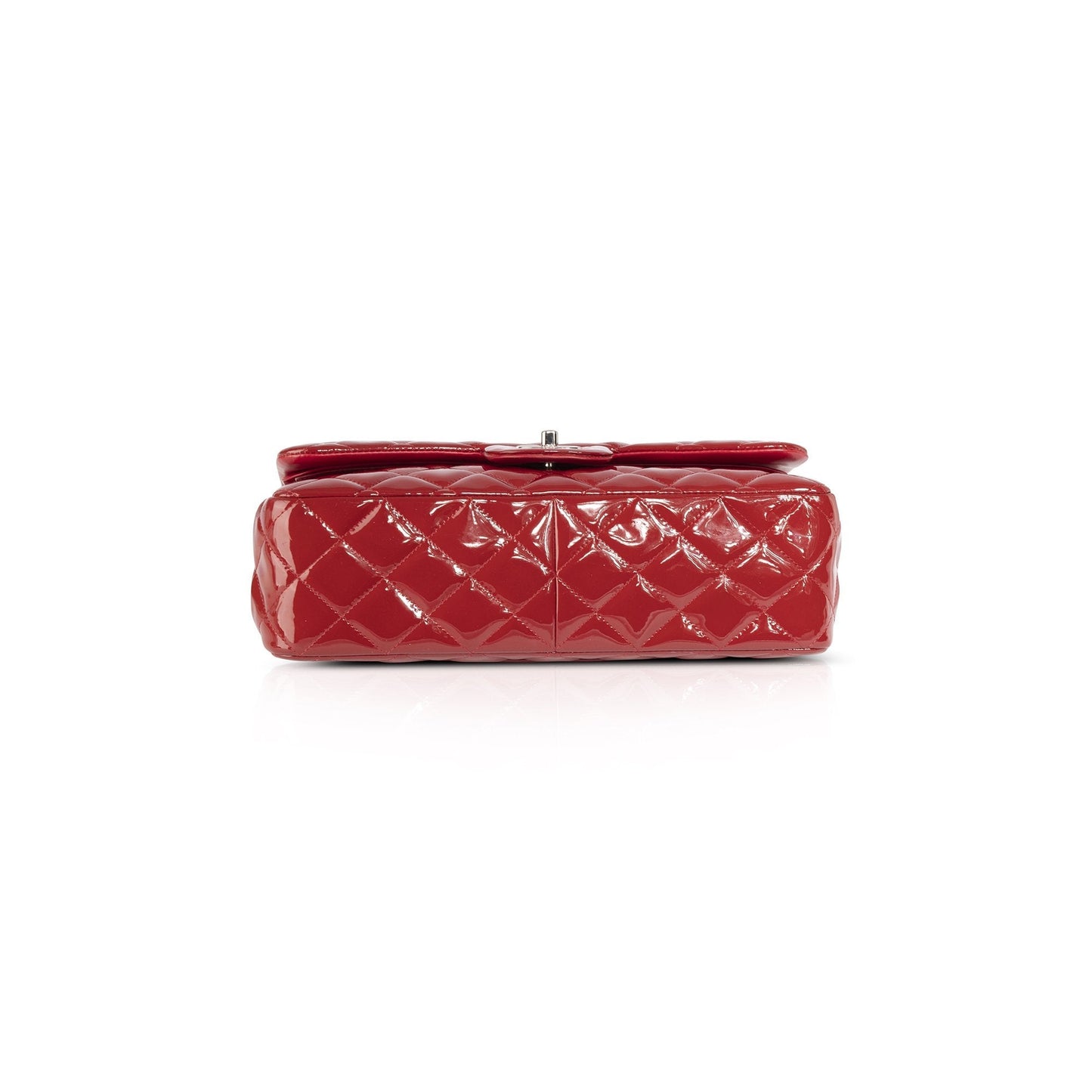 Chanel Red Patent Leather Classic Jumbo Double Flap Bag