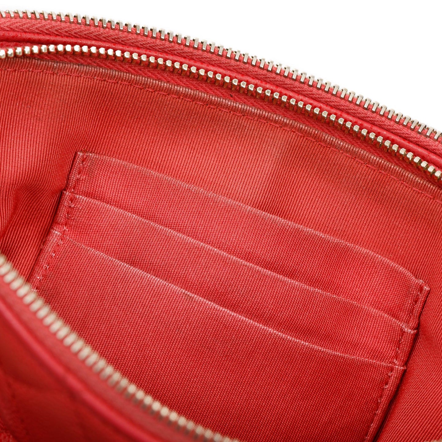 Chanel Red Quilted Caviar Leather Classic Double Zip Wallet on Chain