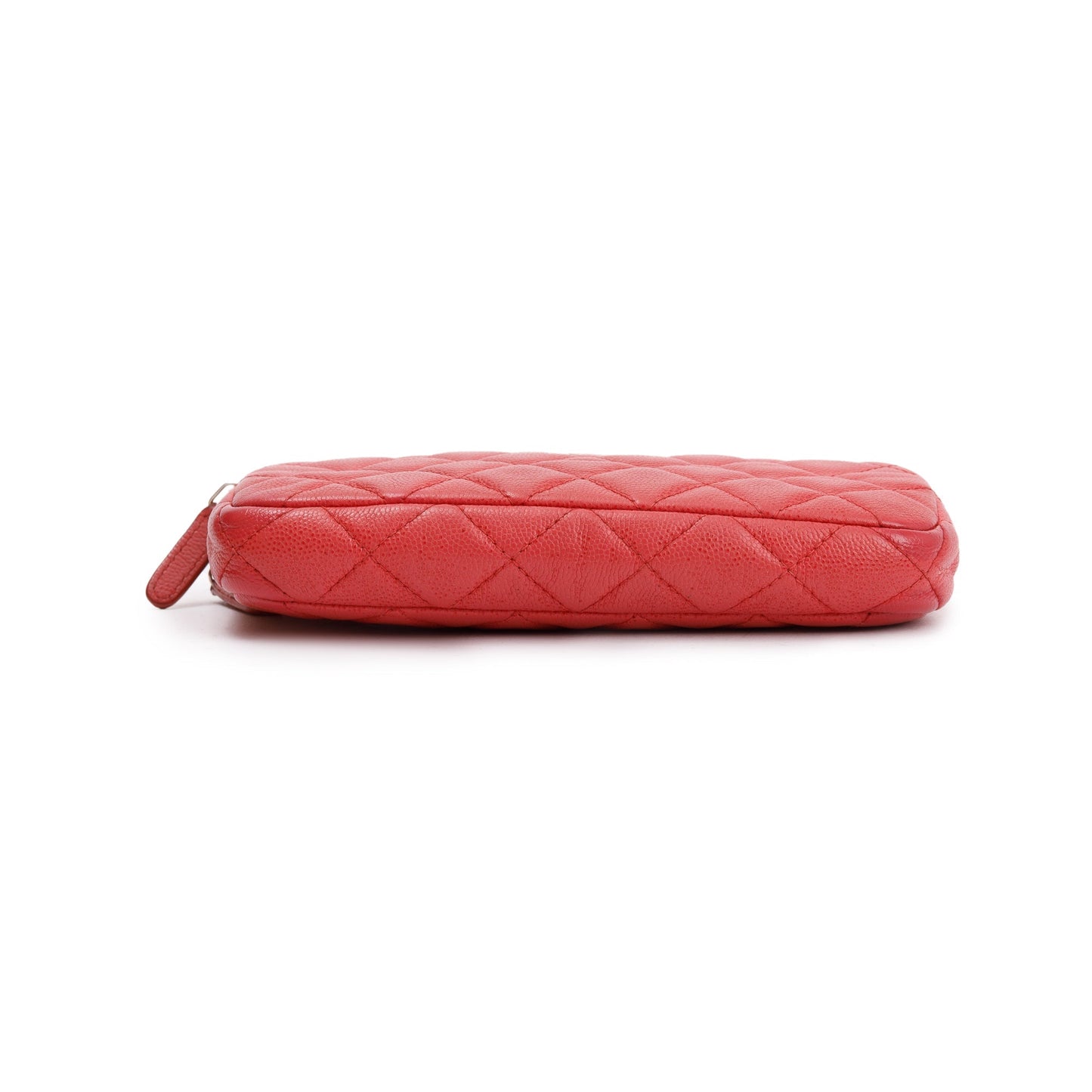 Chanel Red Quilted Caviar Leather Classic Double Zip Wallet on Chain
