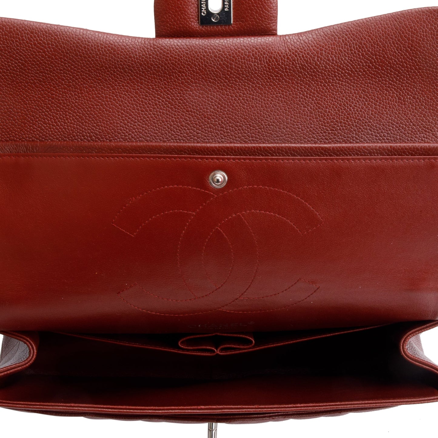 Chanel Red Quilted Caviar Leather Classic Jumbo Double Flap Bag