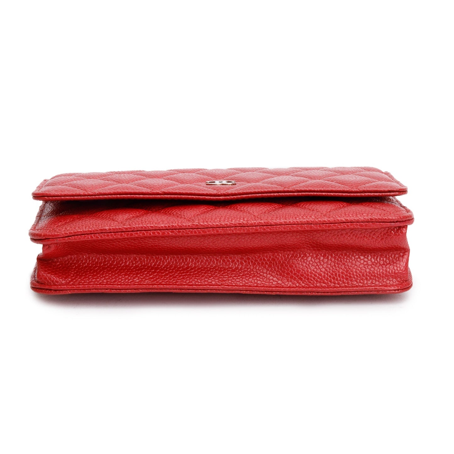 Chanel Red Quilted Caviar Leather Classic Wallet on Chain