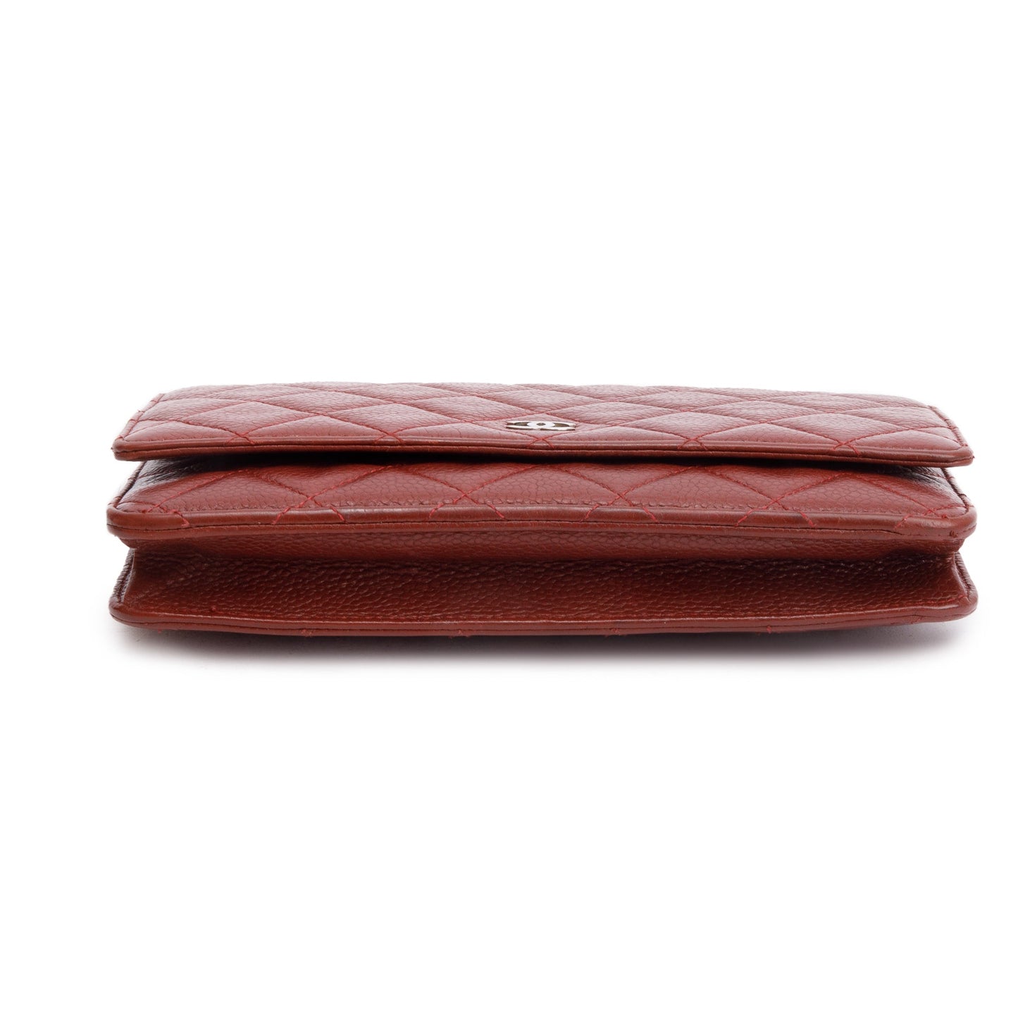 Chanel Red Quilted Caviar Leather Classic Wallet on Chain