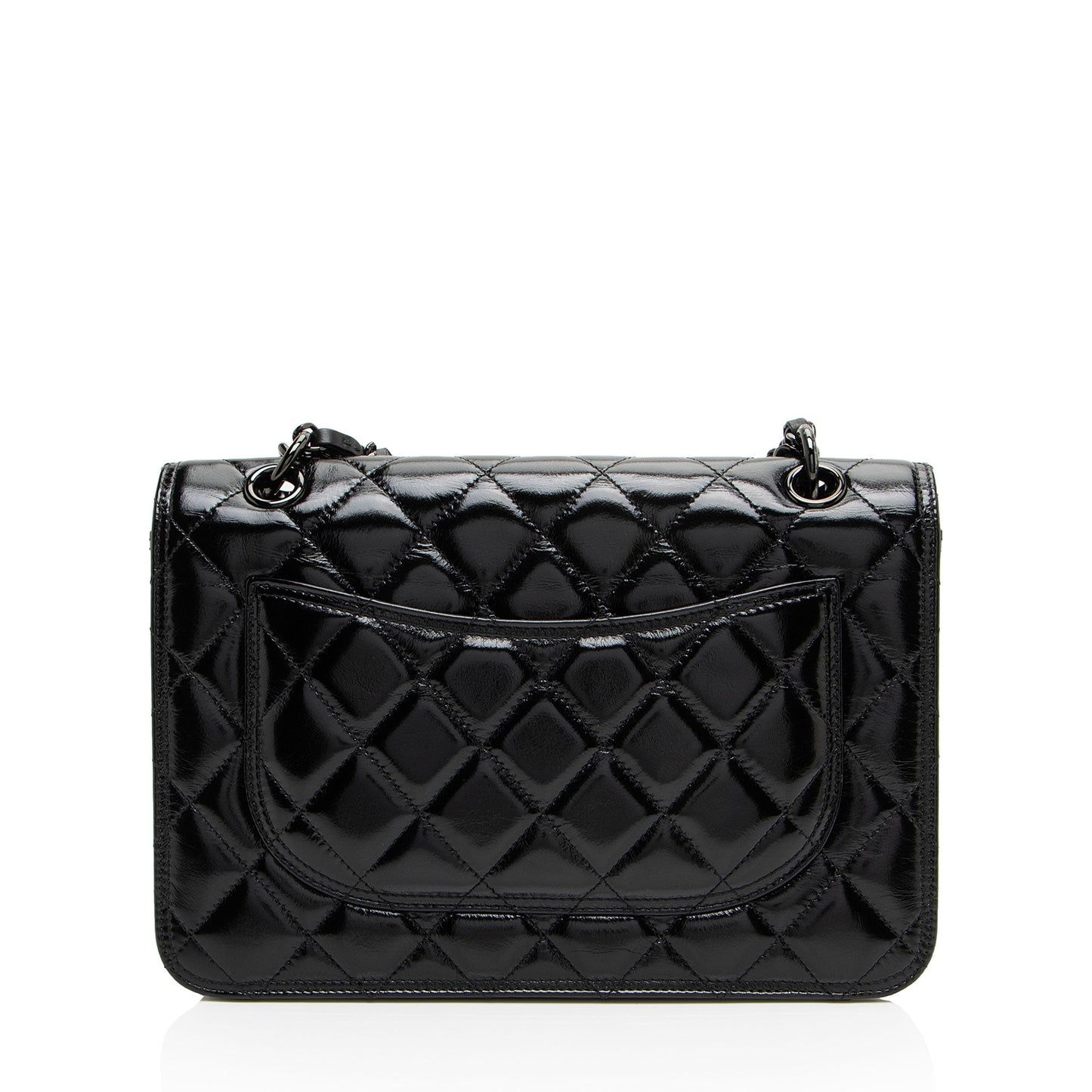 Chanel Shiny Crumpled Calfskin So Black Double You Flap Bag