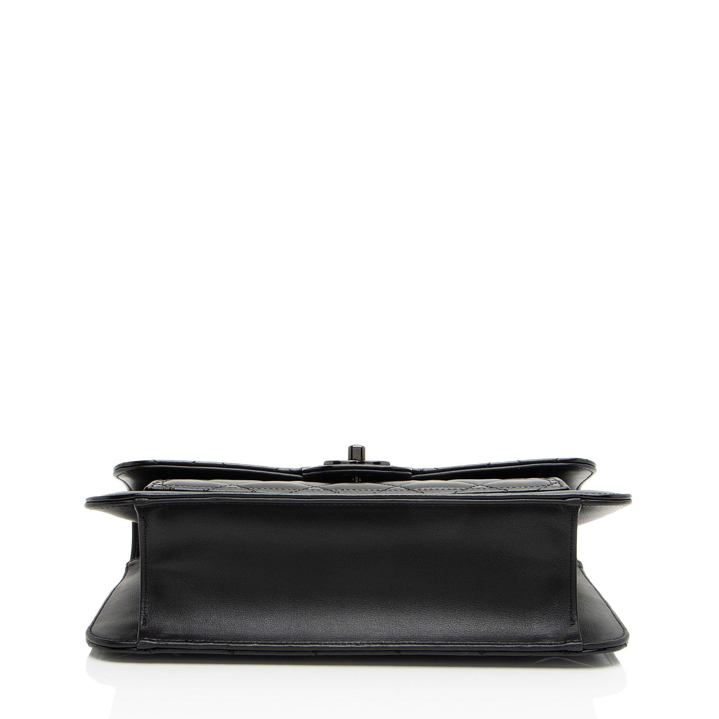 Chanel Shiny Crumpled Calfskin So Black Double You Flap Bag