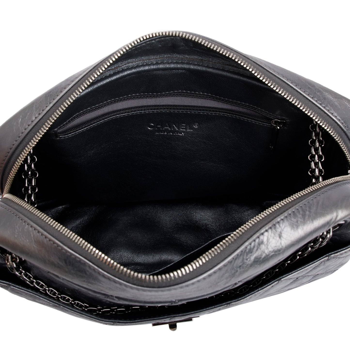 Chanel Silver Aged Calfskin Leather Medium Reissue Camera Bag