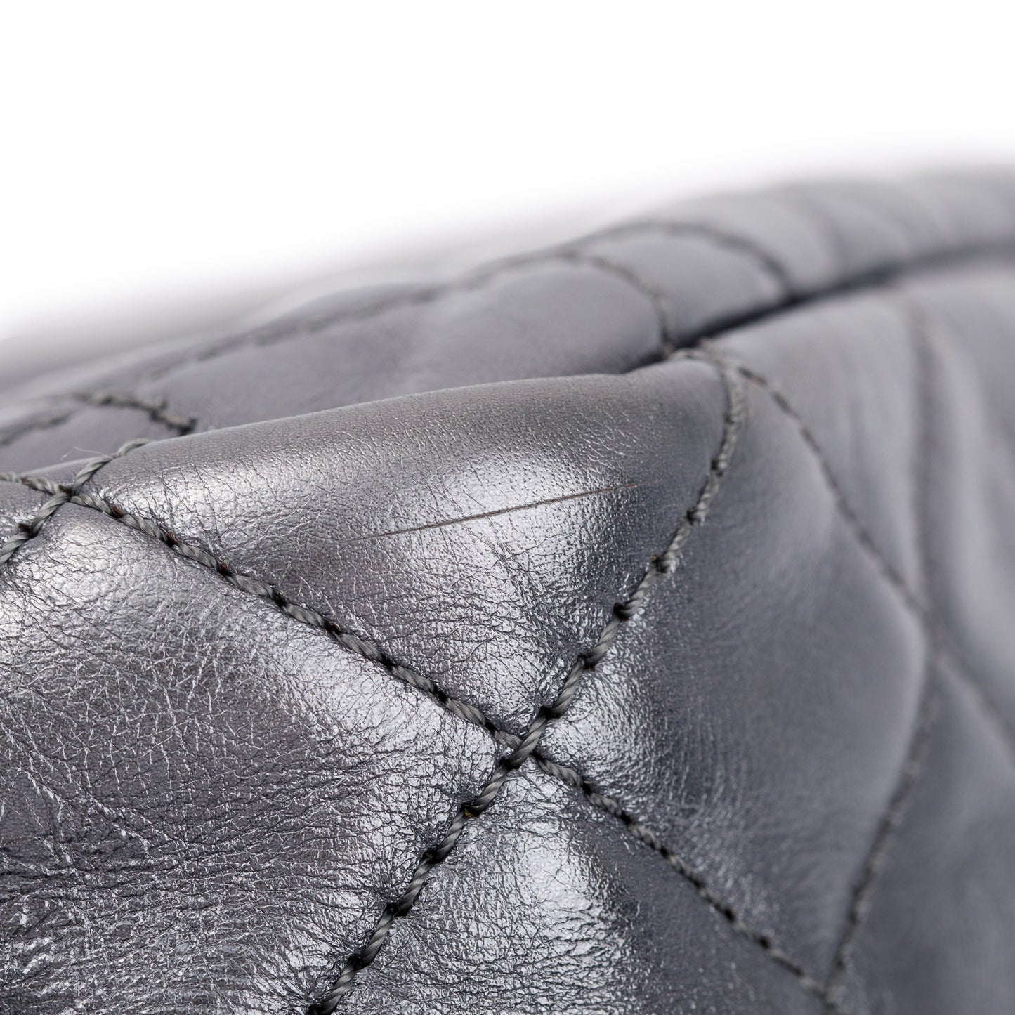 Chanel Silver Aged Calfskin Leather Medium Reissue Camera Bag