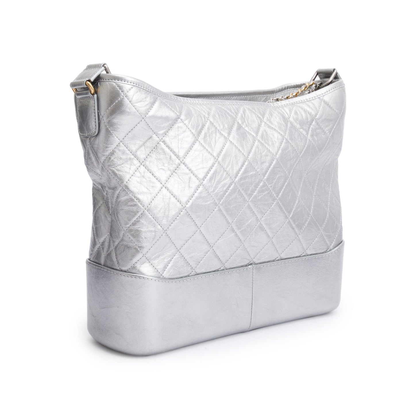 Chanel Silver Metallic Aged Calfskin Leather Large Gabrielle Hobo
