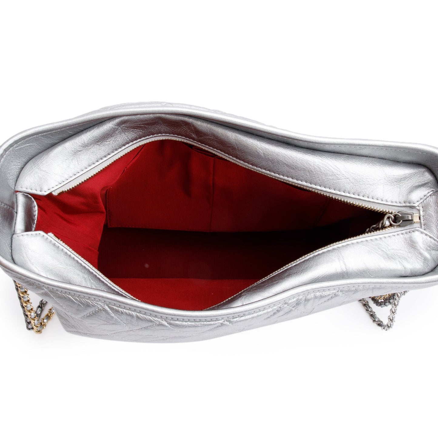 Chanel Silver Metallic Aged Calfskin Leather Large Gabrielle Hobo