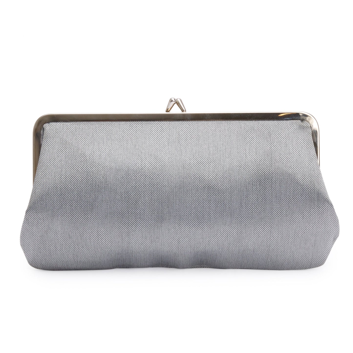Chanel Silver Nylon CC Kisslock Frame Clutch