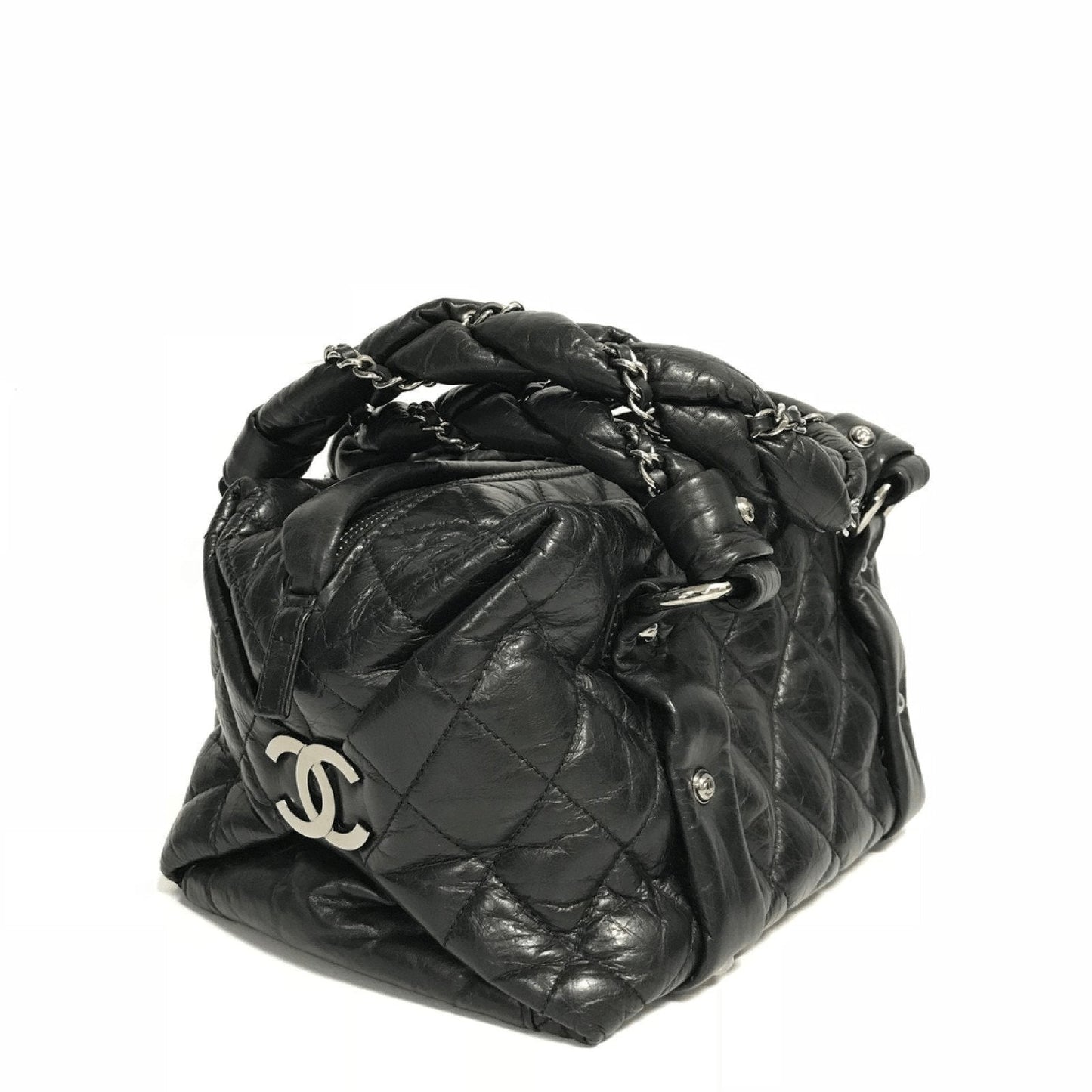 Chanel Small Black Lady Braid Bubble Bowler Handbag