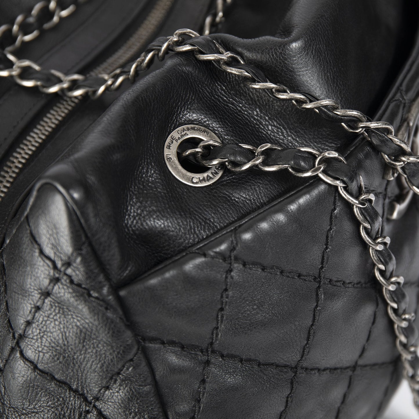 Chanel Stitch It Calfskin Leather Bowler Bag