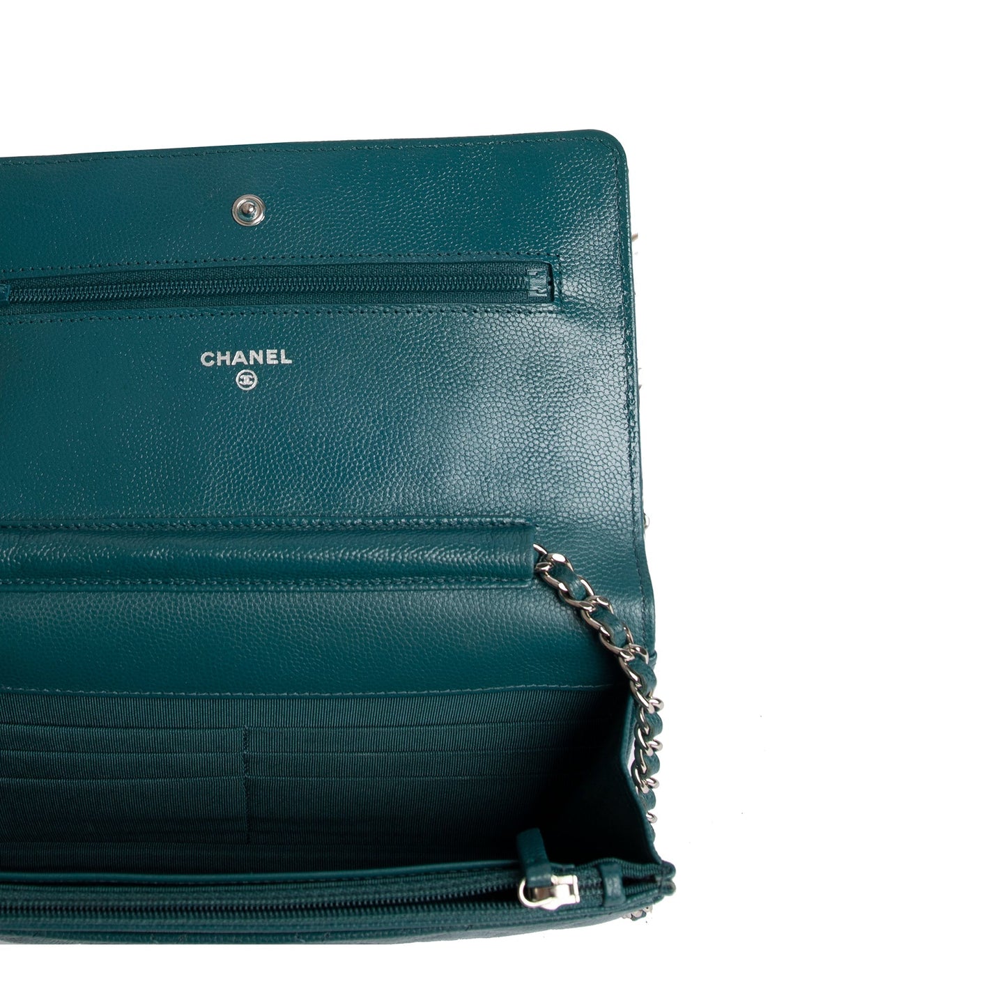 Chanel Teal Caviar Classic Wallet on Chain