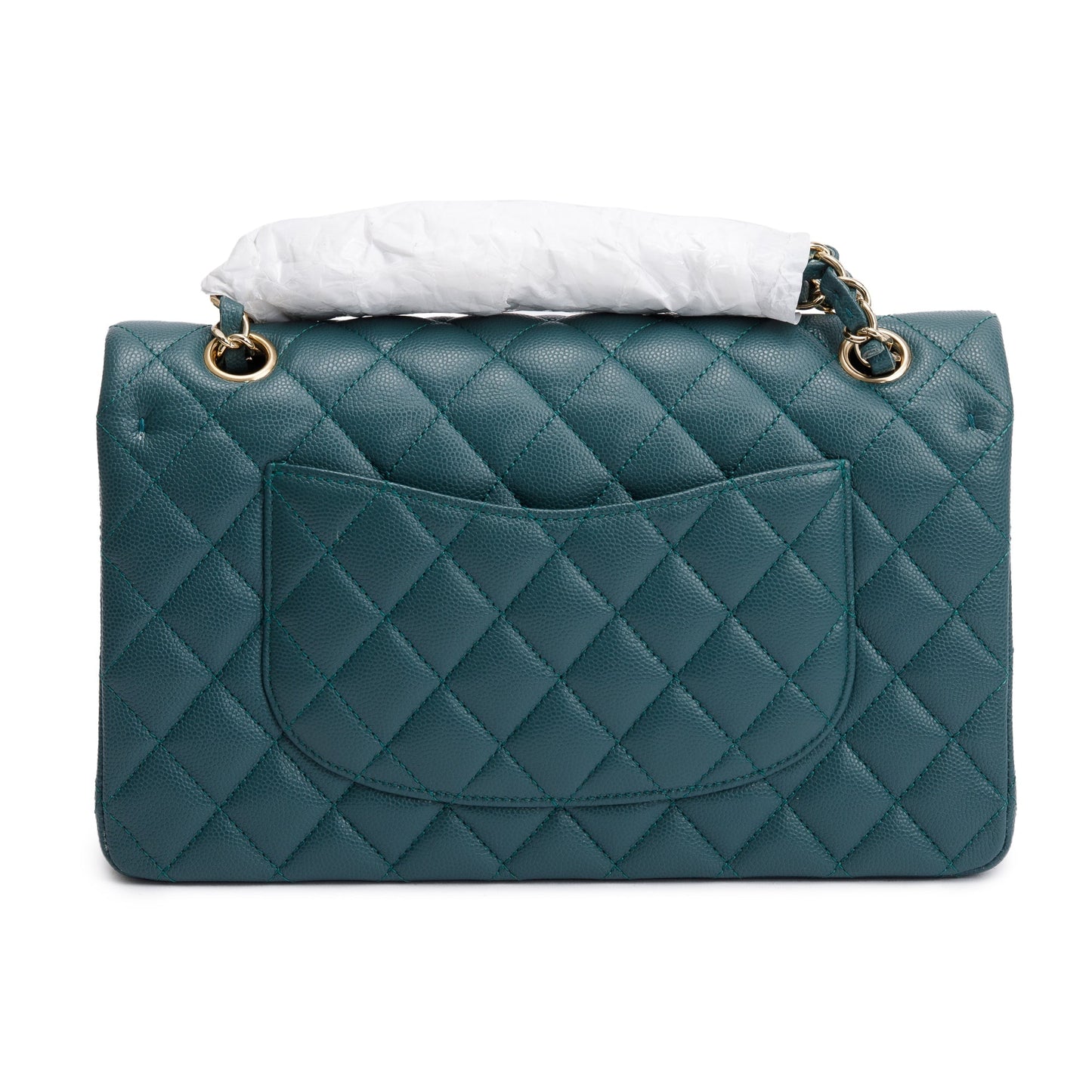 Chanel Teal Quilted Caviar Leather Classic Medium Double Flap Bag