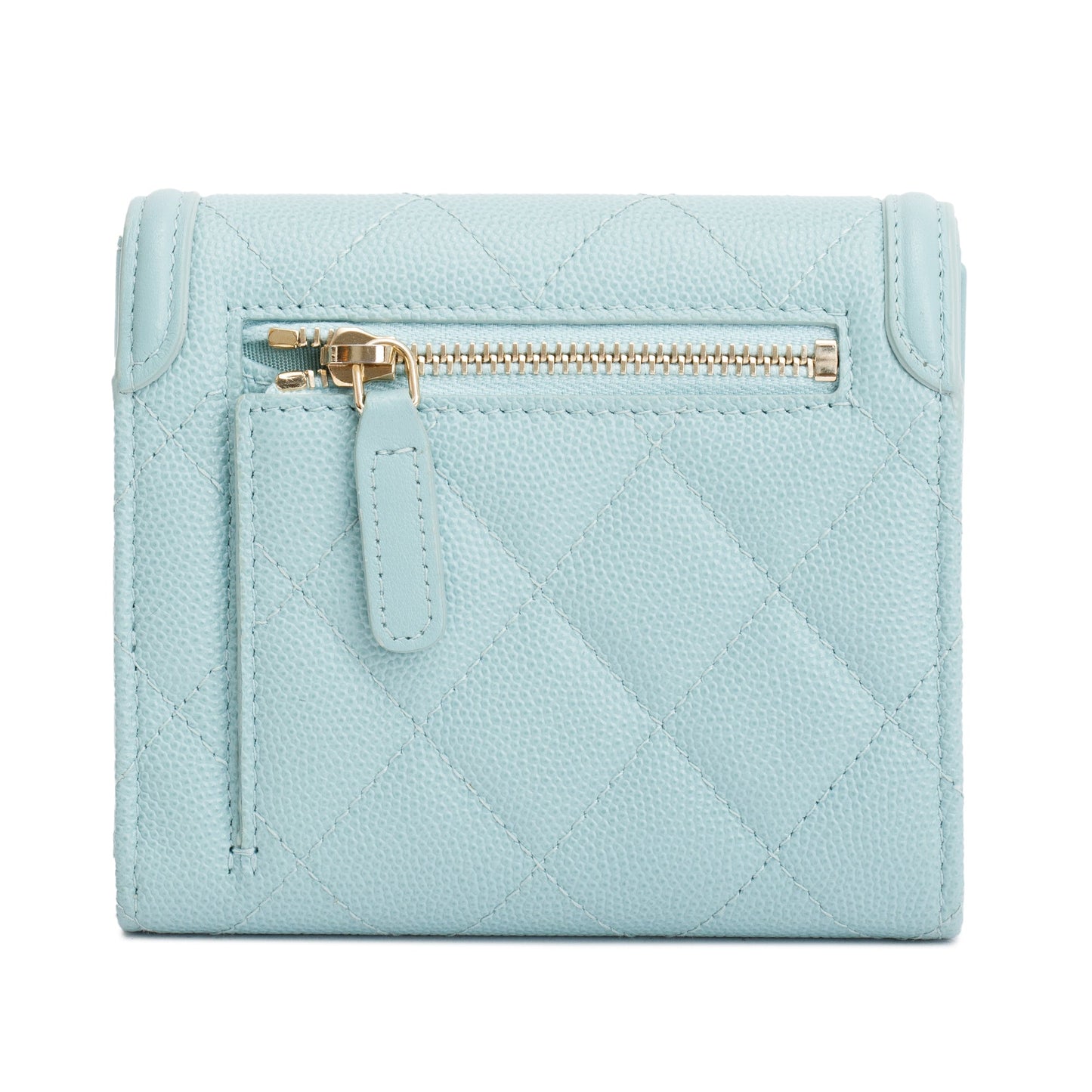 Chanel Teal Quilted Caviar Leather Small Flap Wallet