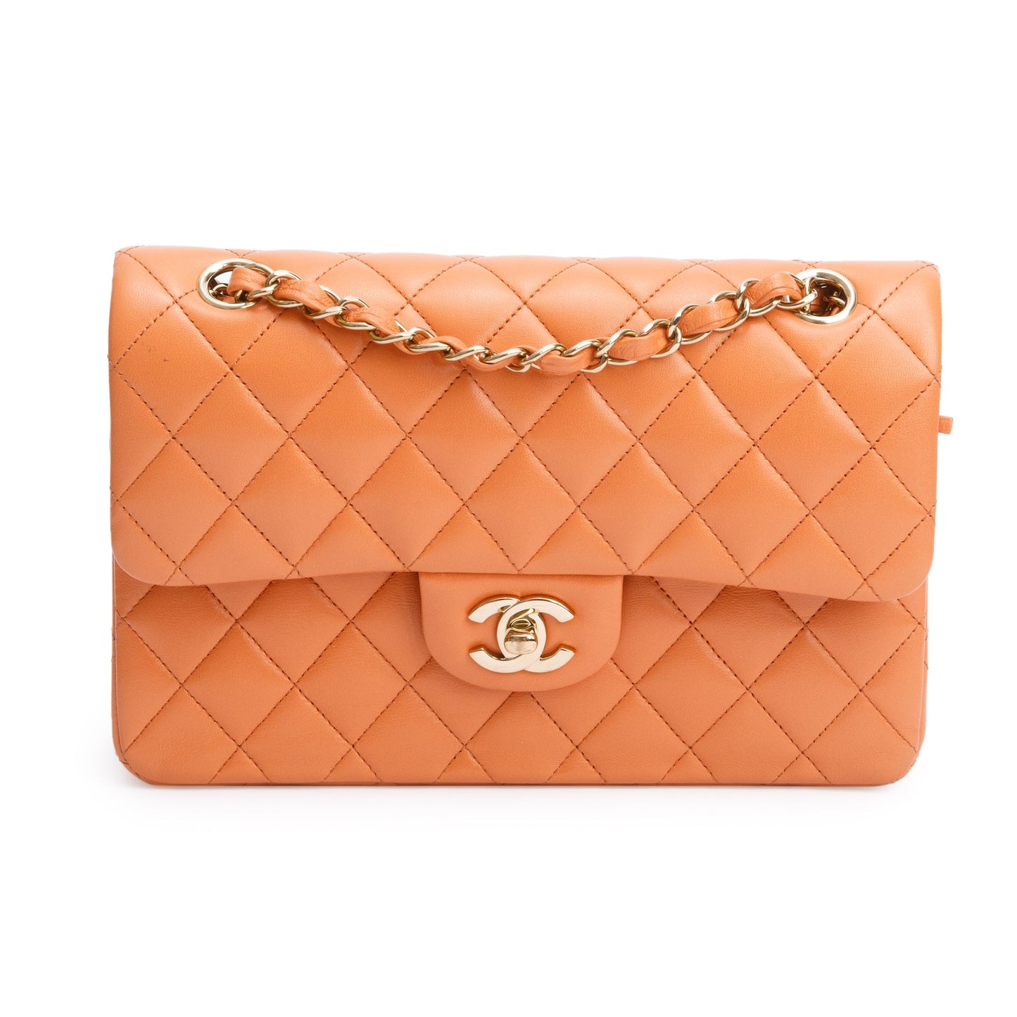 Chanel Terracotta Quilted Lambskin Leather Classic Small Double Flap Bag