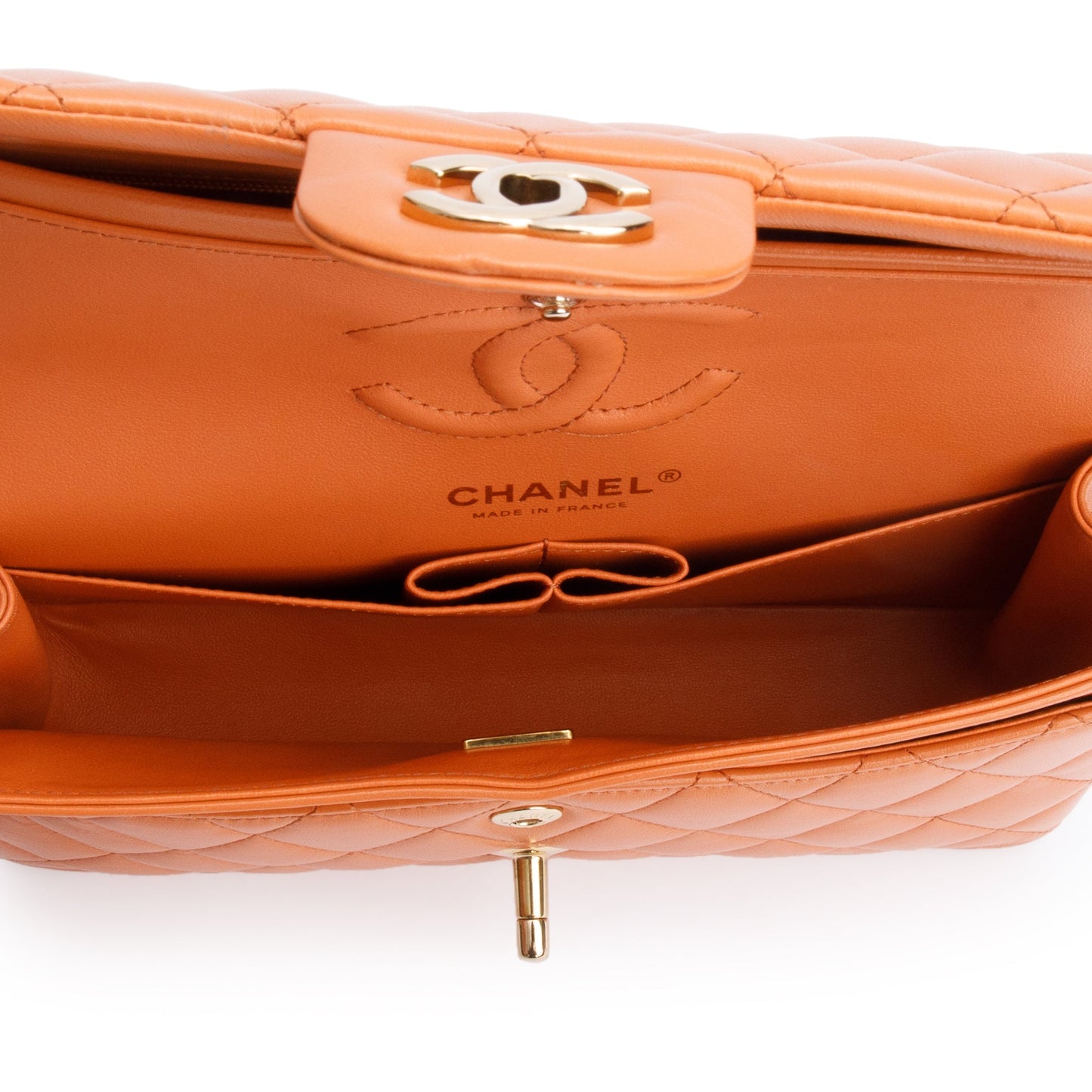 Chanel Terracotta Quilted Lambskin Leather Classic Small Double Flap Bag