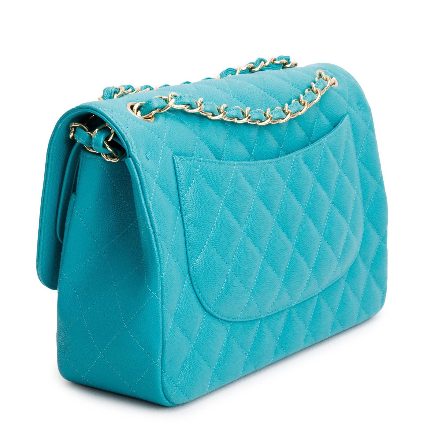 Chanel Turquoise Caviar Leather Classic Jumbo Double Flap Bag