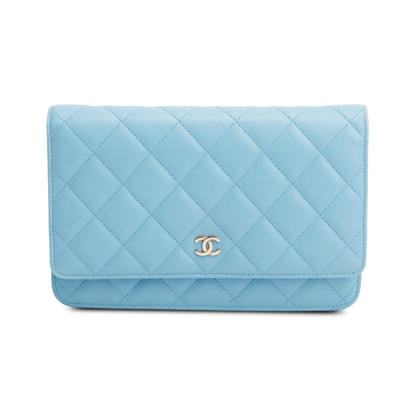 Chanel Turquoise Quilted Lambskin Leather Classic Wallet on Chain