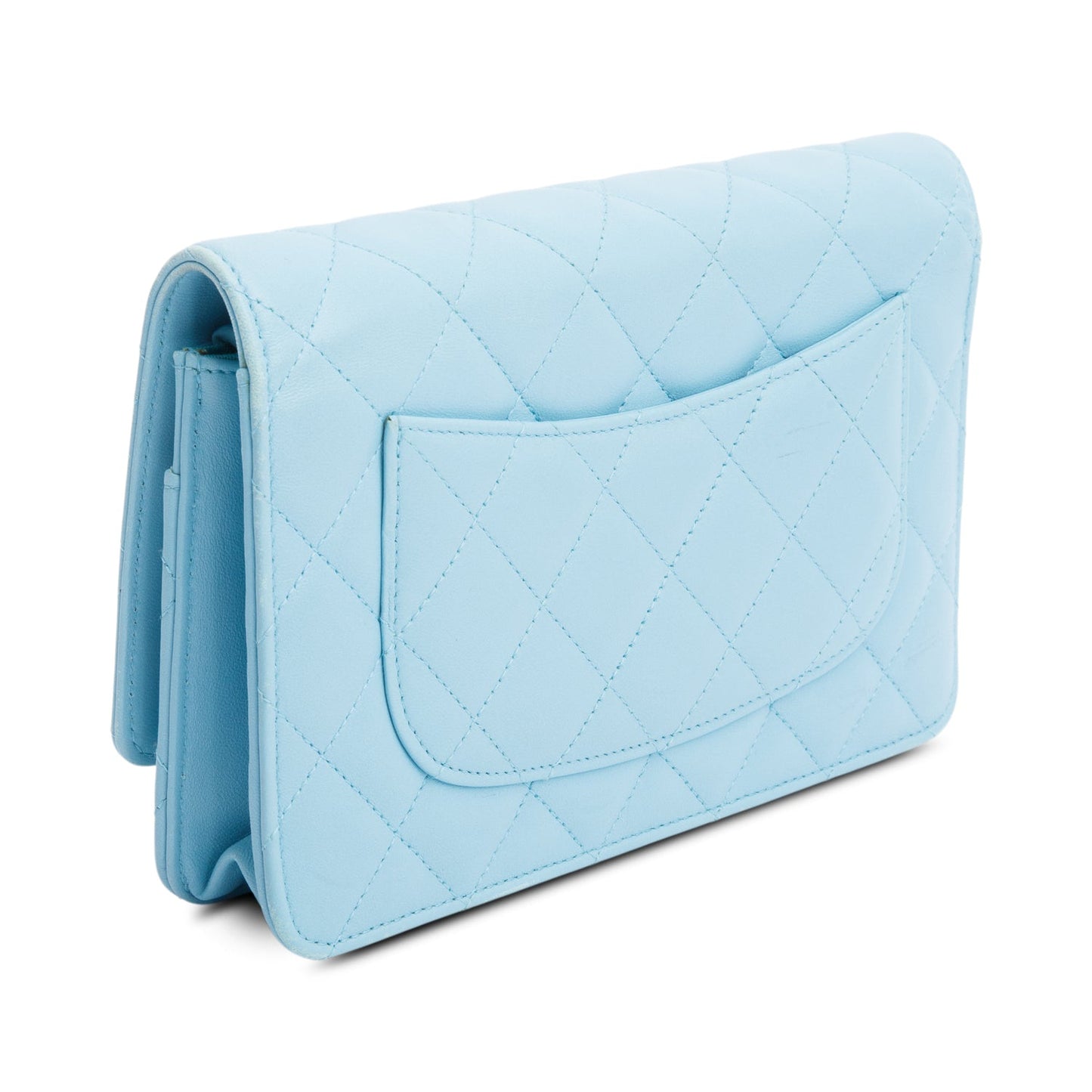 Chanel Turquoise Quilted Lambskin Leather Classic Wallet on Chain