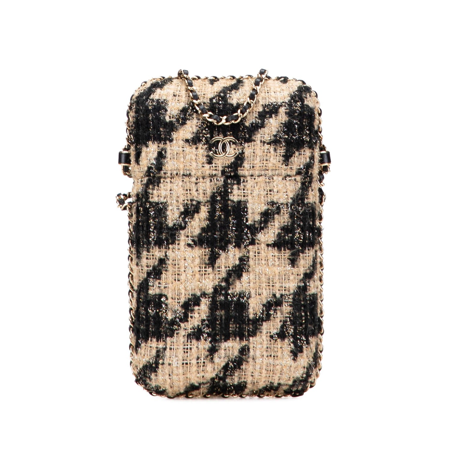Chanel Tweed Chain Around Phone Holder