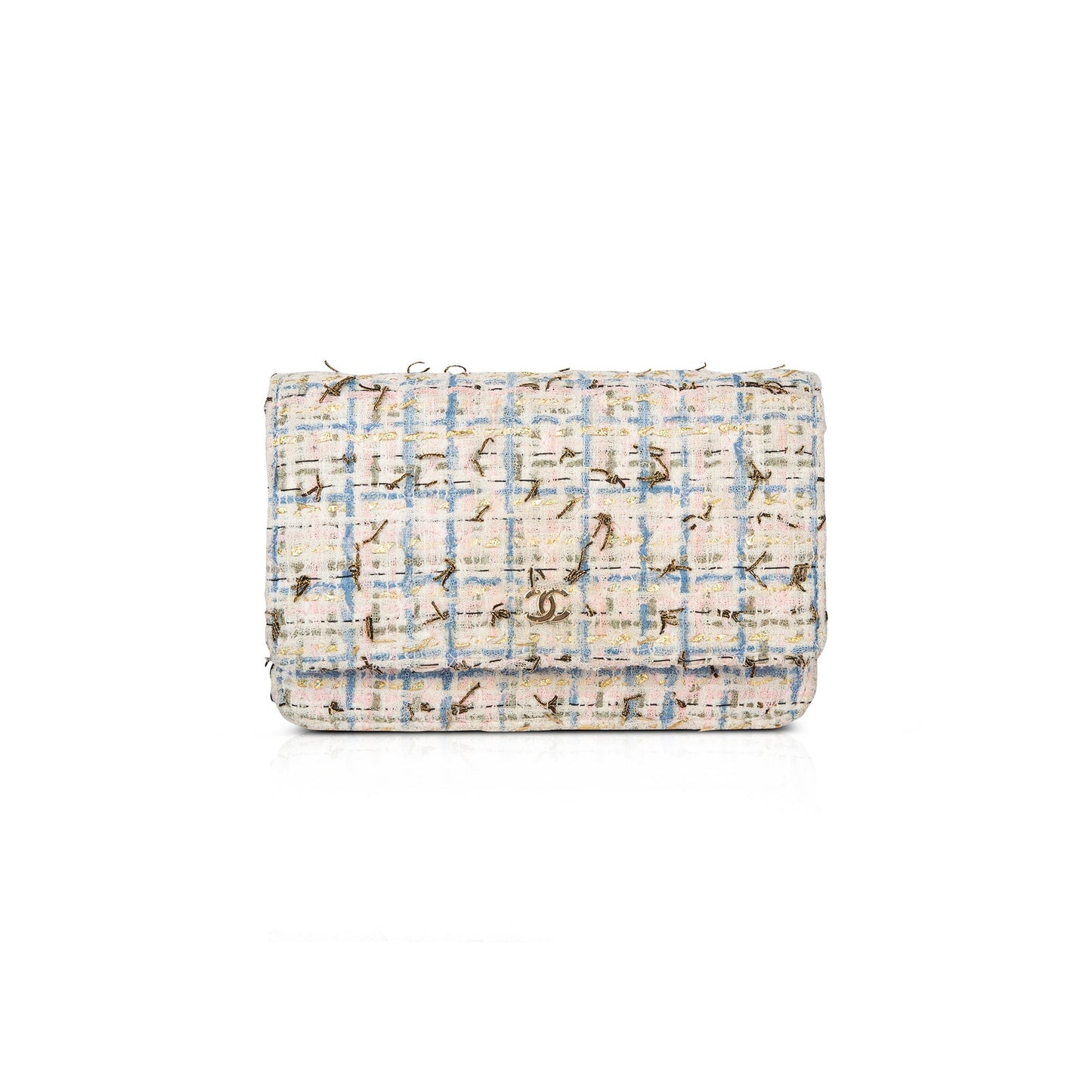 Chanel Tweed Quilted Classic Charms Wallet on Chain