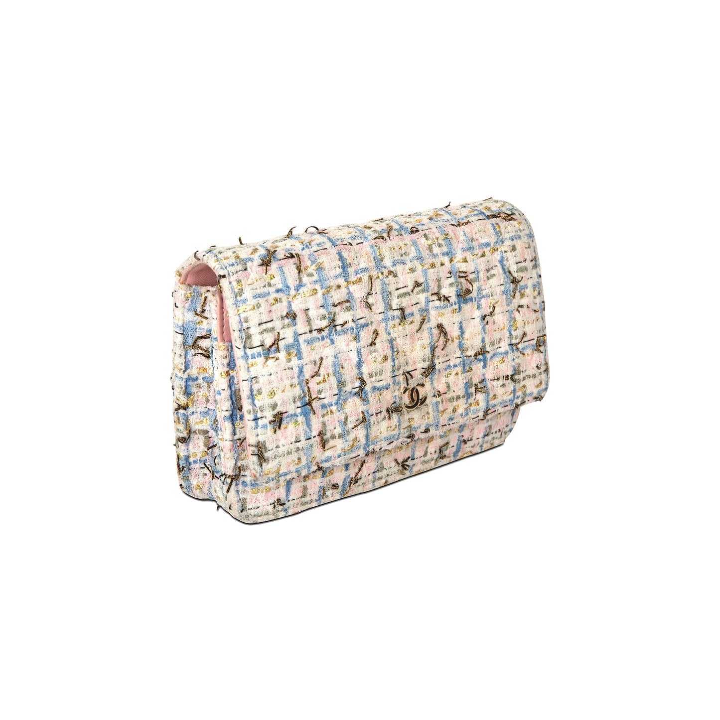 Chanel Tweed Quilted Classic Charms Wallet on Chain