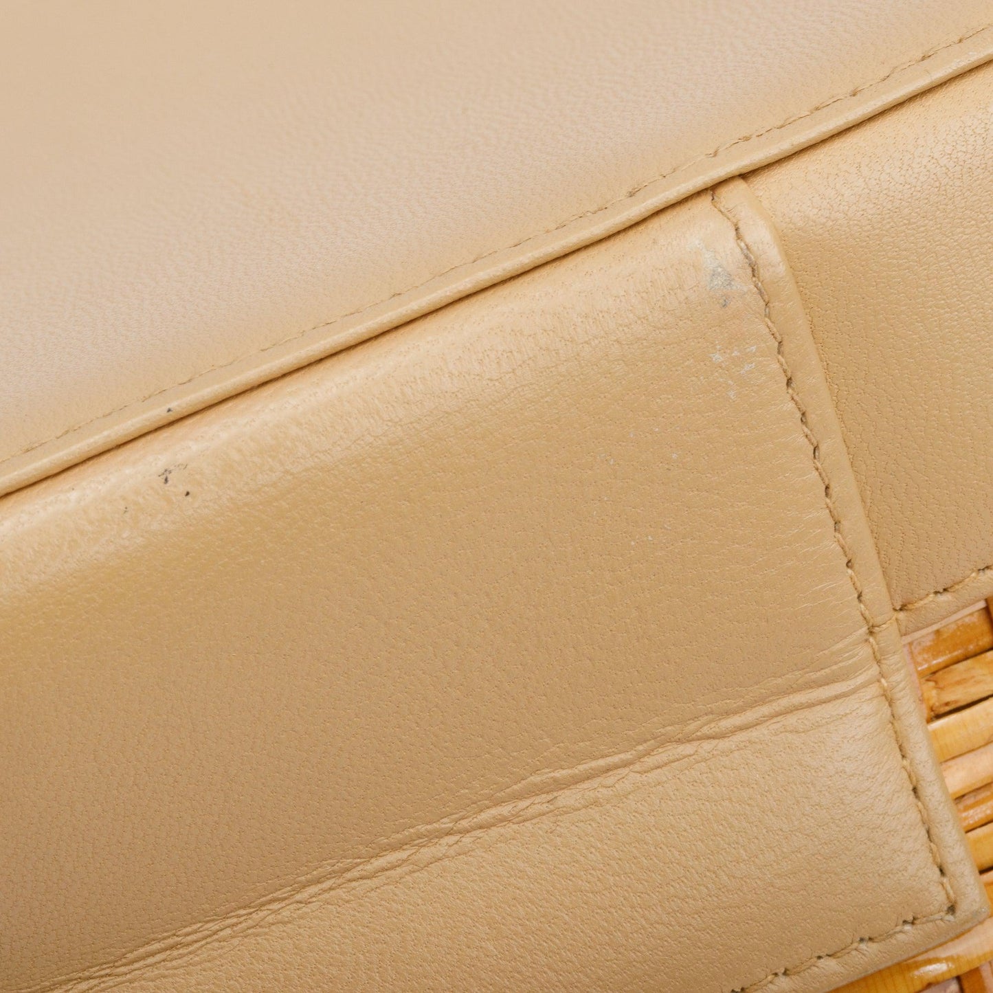 Chanel Vintage Beige Lambskin Leather Wicker Basket Bag