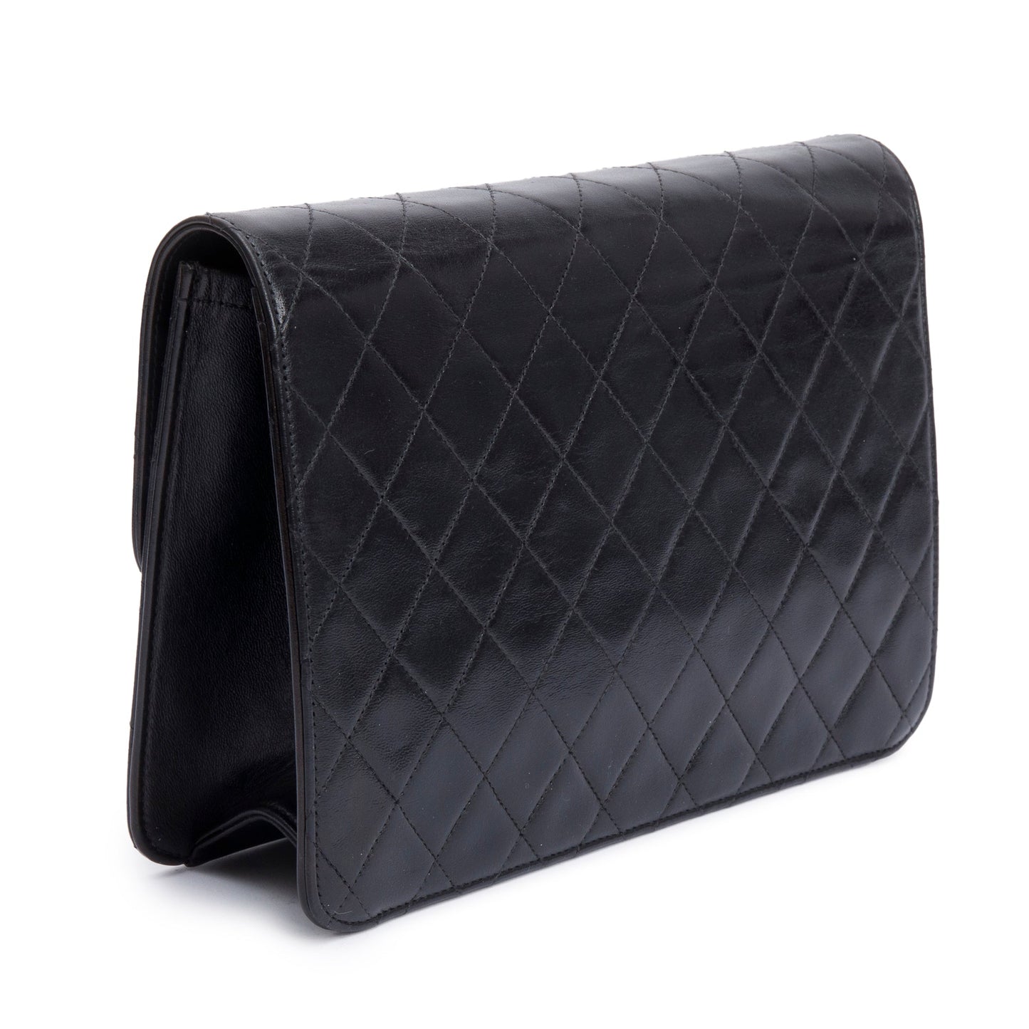 Chanel Vintage Black Calfskin Leather Medium Square CC Flap Bag