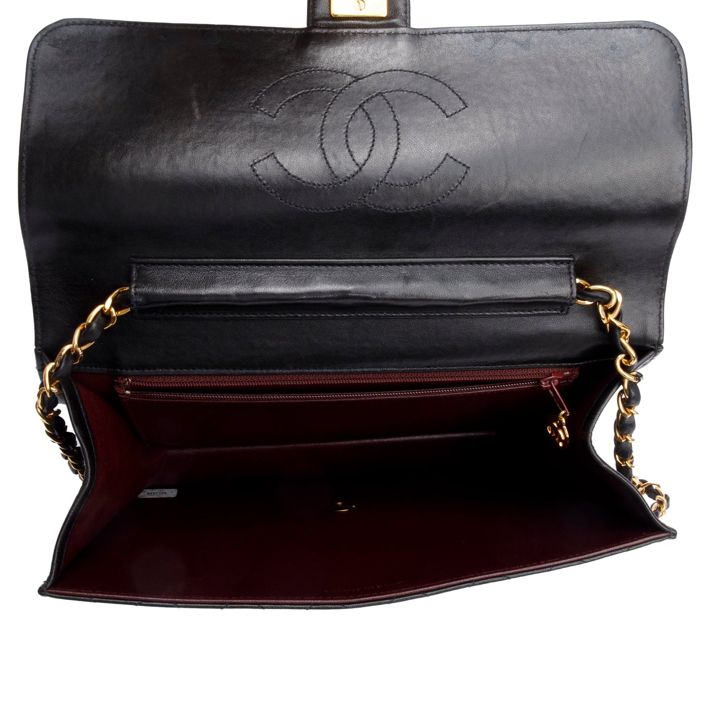 Chanel Vintage Black Calfskin Leather Medium Square CC Flap Bag