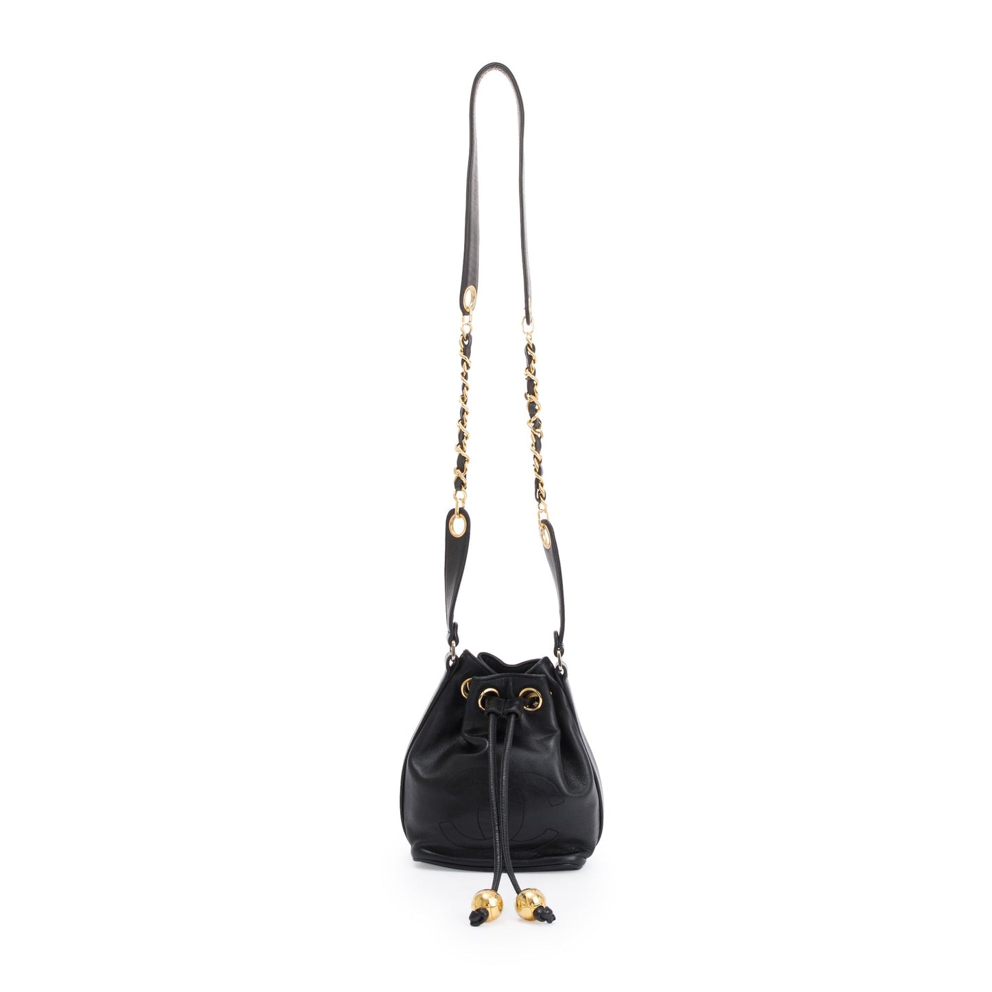Chanel Vintage Black Calfskin Mini Bucket Bag