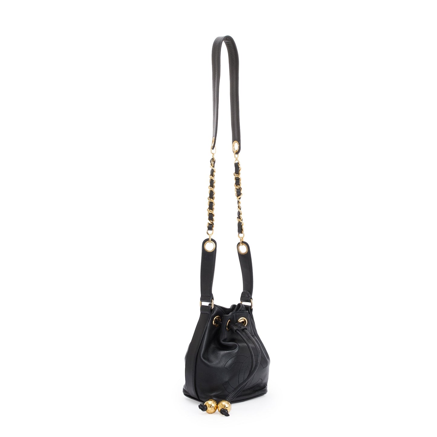 Chanel Vintage Black Calfskin Mini Bucket Bag