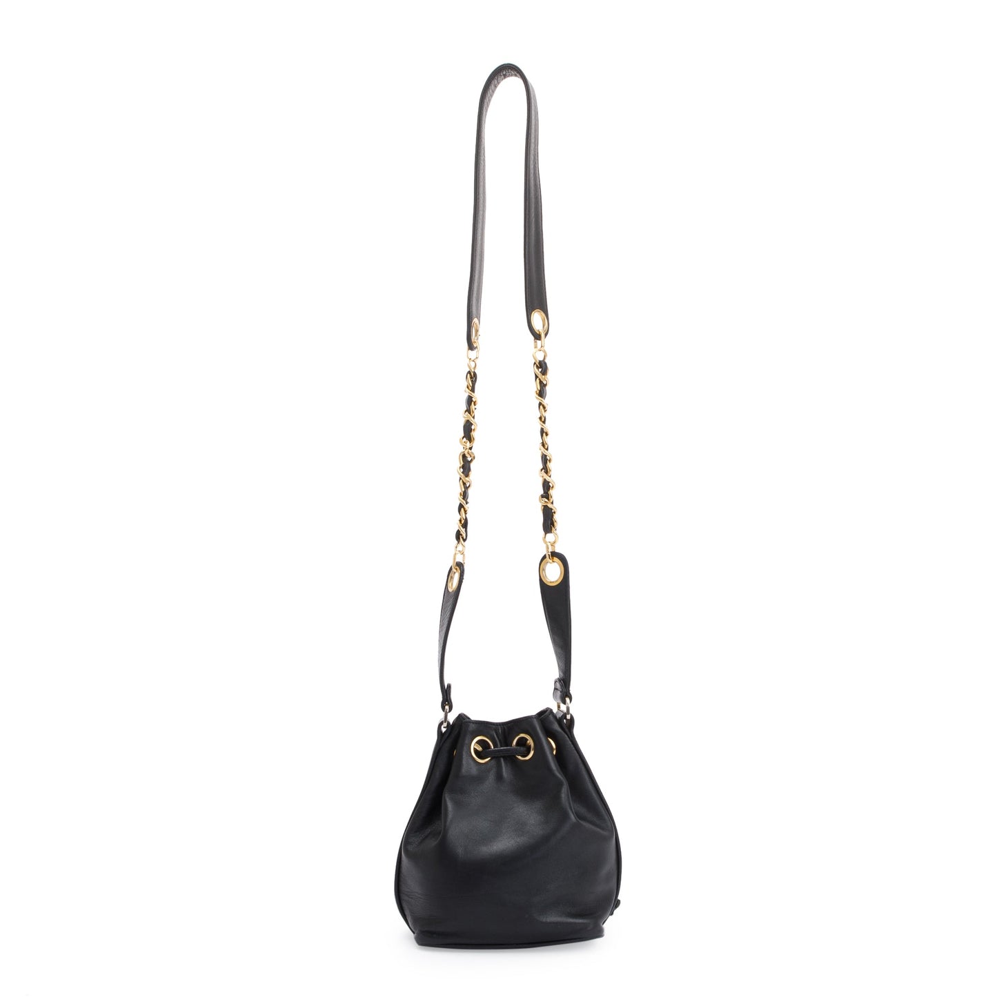 Chanel Vintage Black Calfskin Mini Bucket Bag