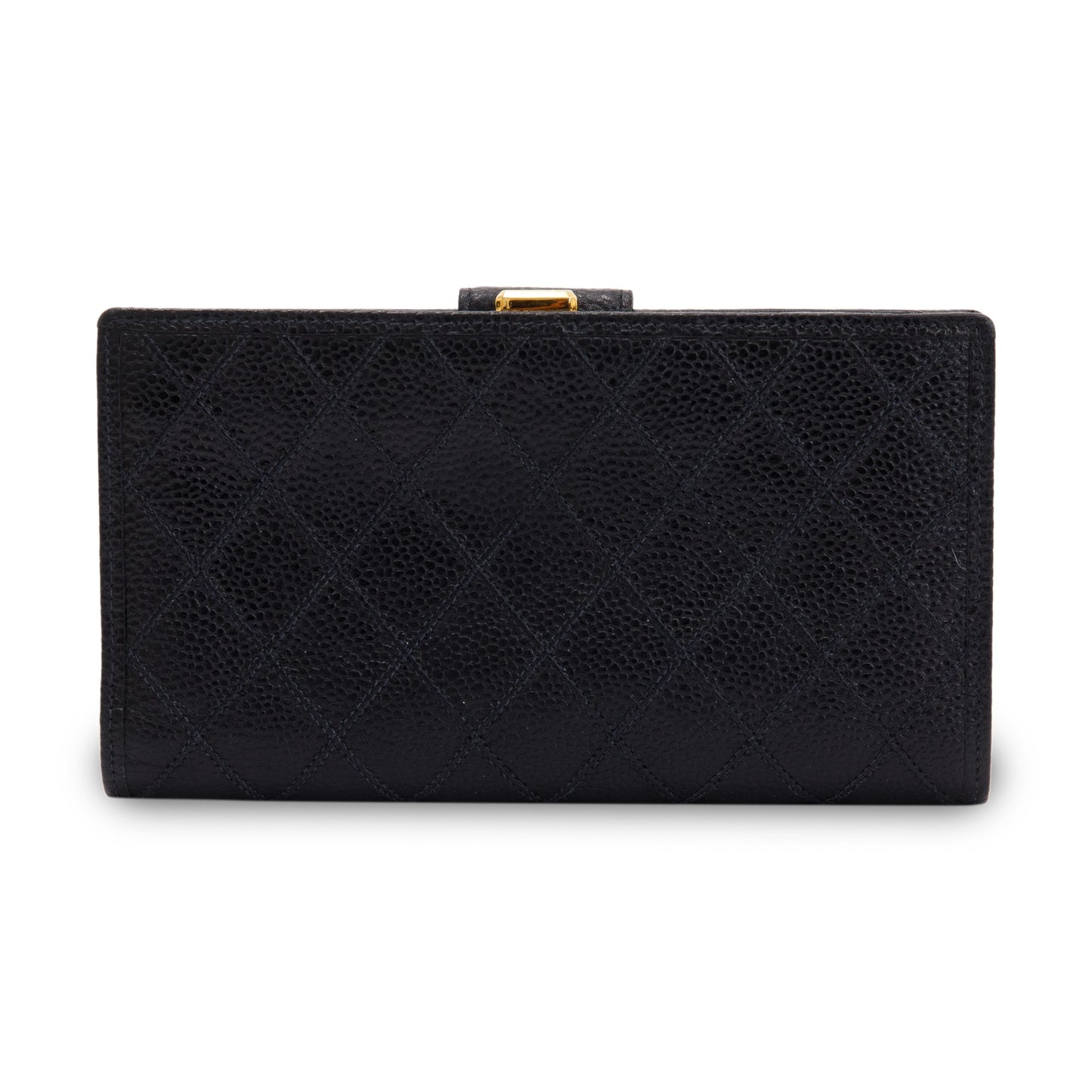 Chanel Vintage Black Caviar Long French Wallet